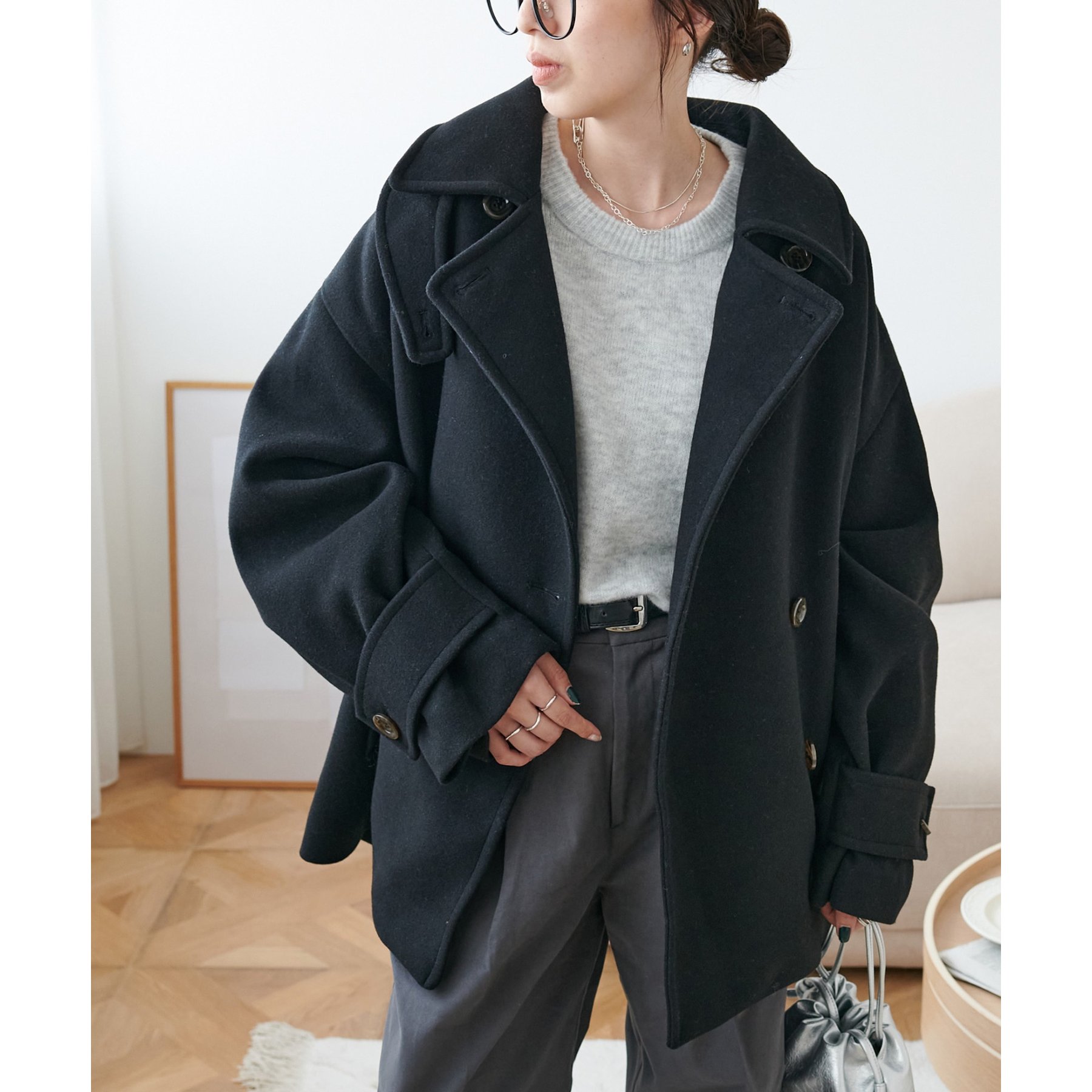 軽量&暖かい/着こなし自在】中空糸スタンドミドルコート《WEB限定