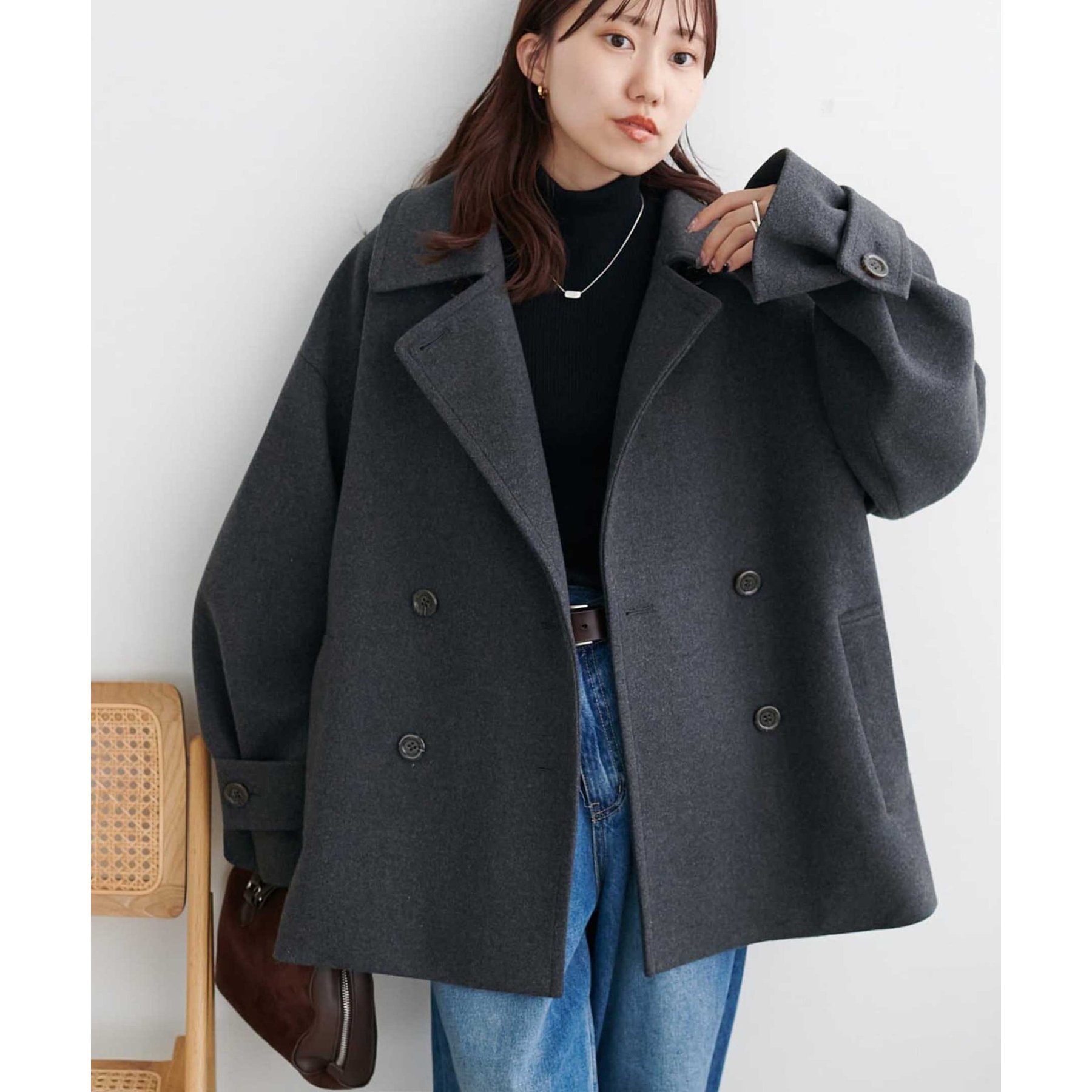 軽量&暖かい/着こなし自在】中空糸スタンドミドルコート《WEB限定