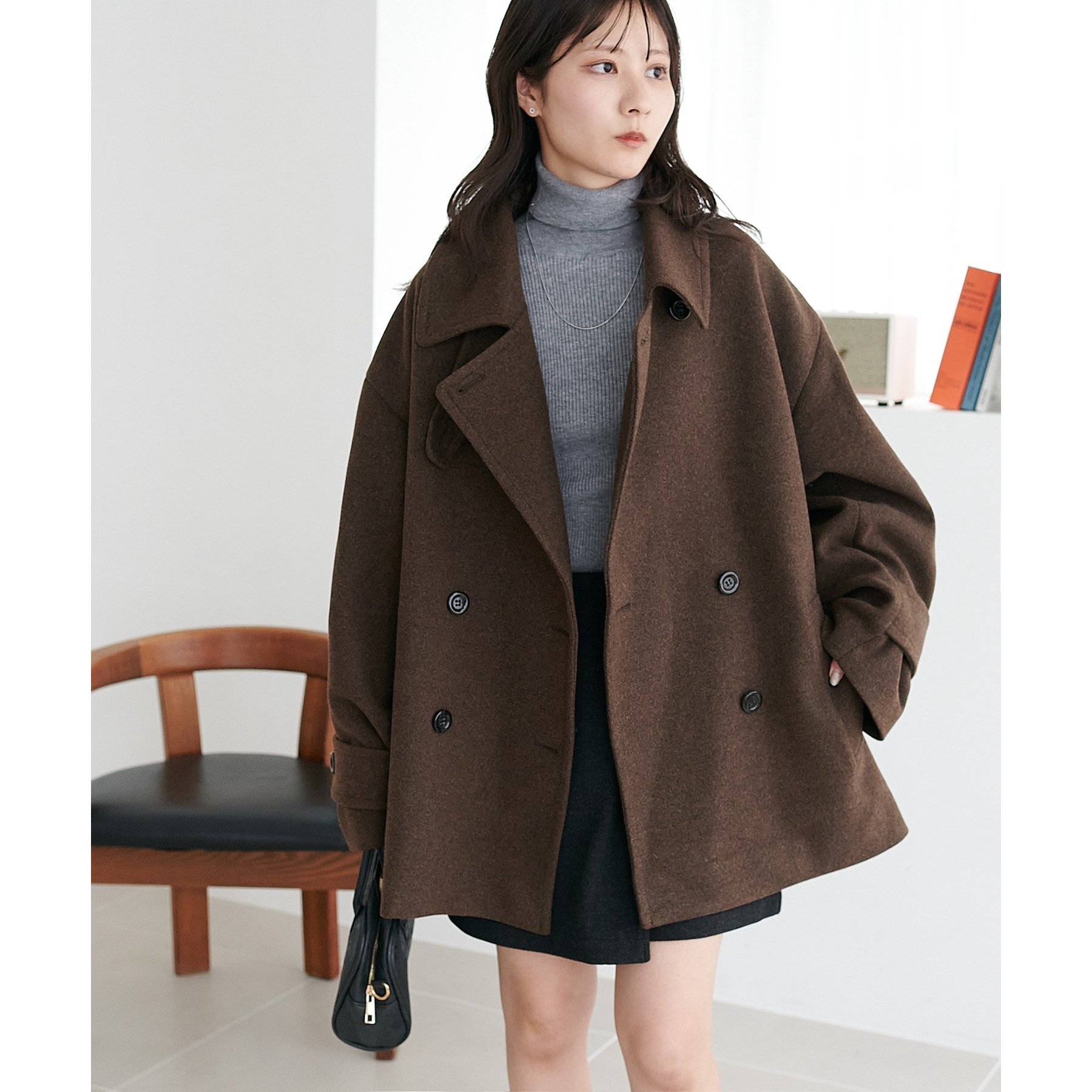 軽量&暖かい/着こなし自在】中空糸スタンドミドルコート《WEB限定