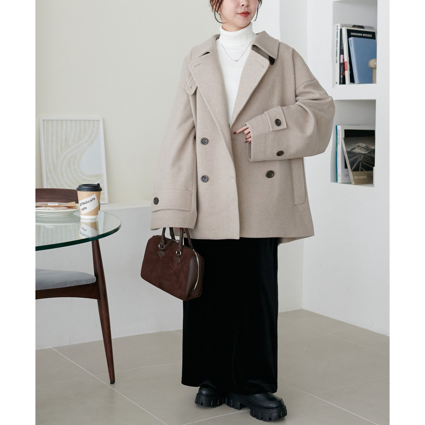 軽量&暖かい/着こなし自在】中空糸スタンドミドルコート《WEB限定