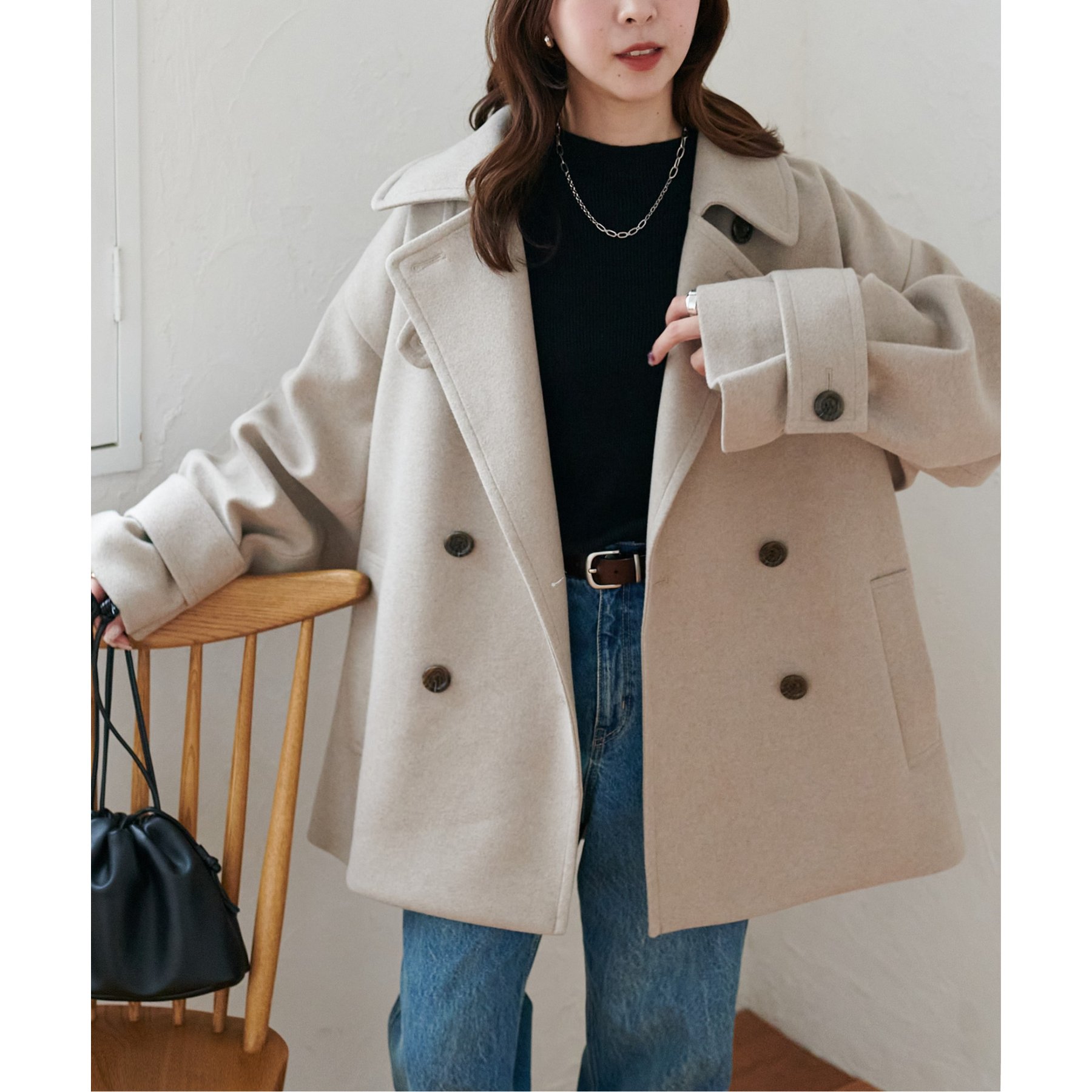 軽量&暖かい/着こなし自在】中空糸スタンドミドルコート《WEB限定