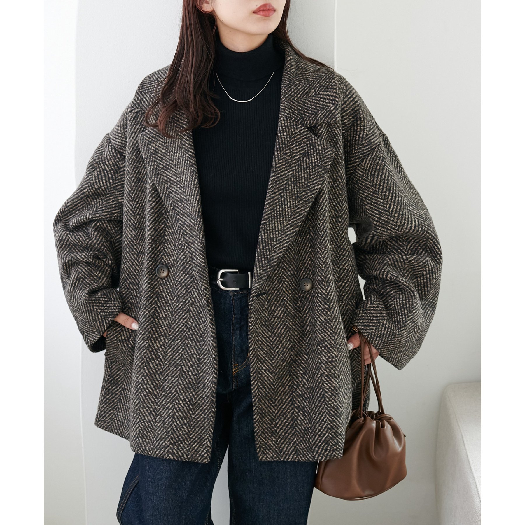 WEB限定】ヘリンボーンダブルテラージャケット | ファッション通販