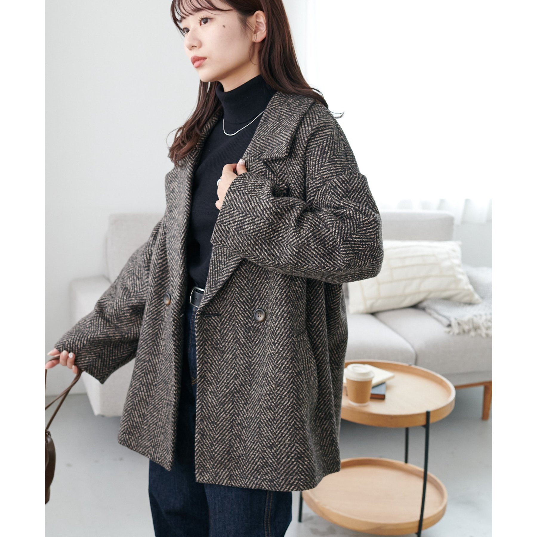 WEB限定】ヘリンボーンダブルテラージャケット | ファッション通販