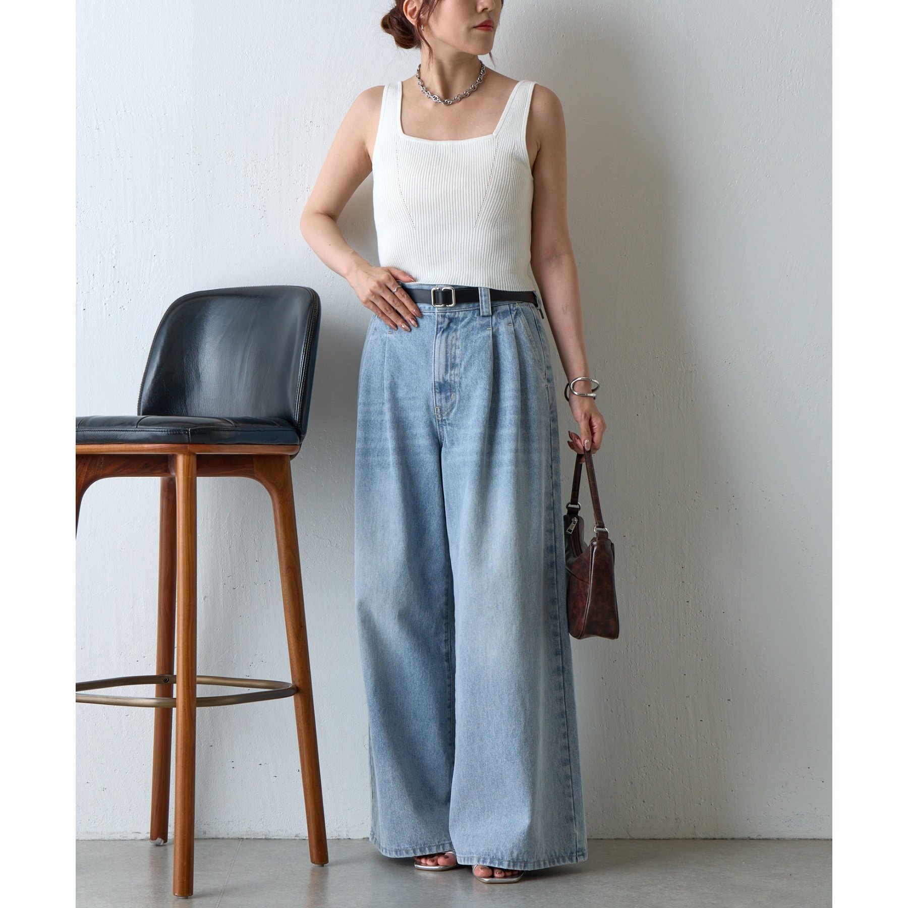 本日限定セール価格✨DIESEL ニットビスチェ✨ M-CLARKSVILLEX-C Rib-knit tube top with Oval D｜ブルー