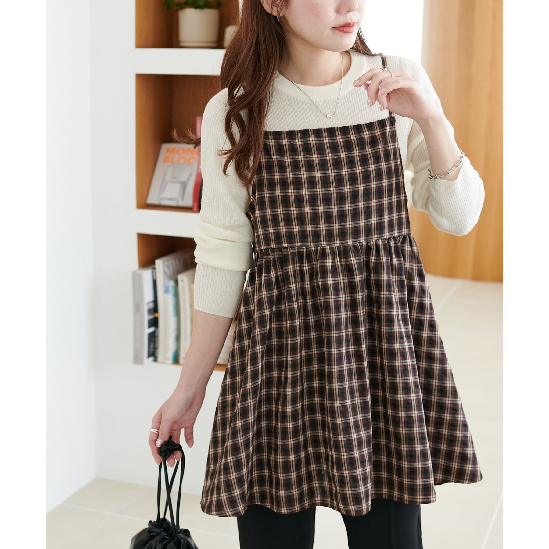 新色追加!】シャーリングチェックキャミチュニック