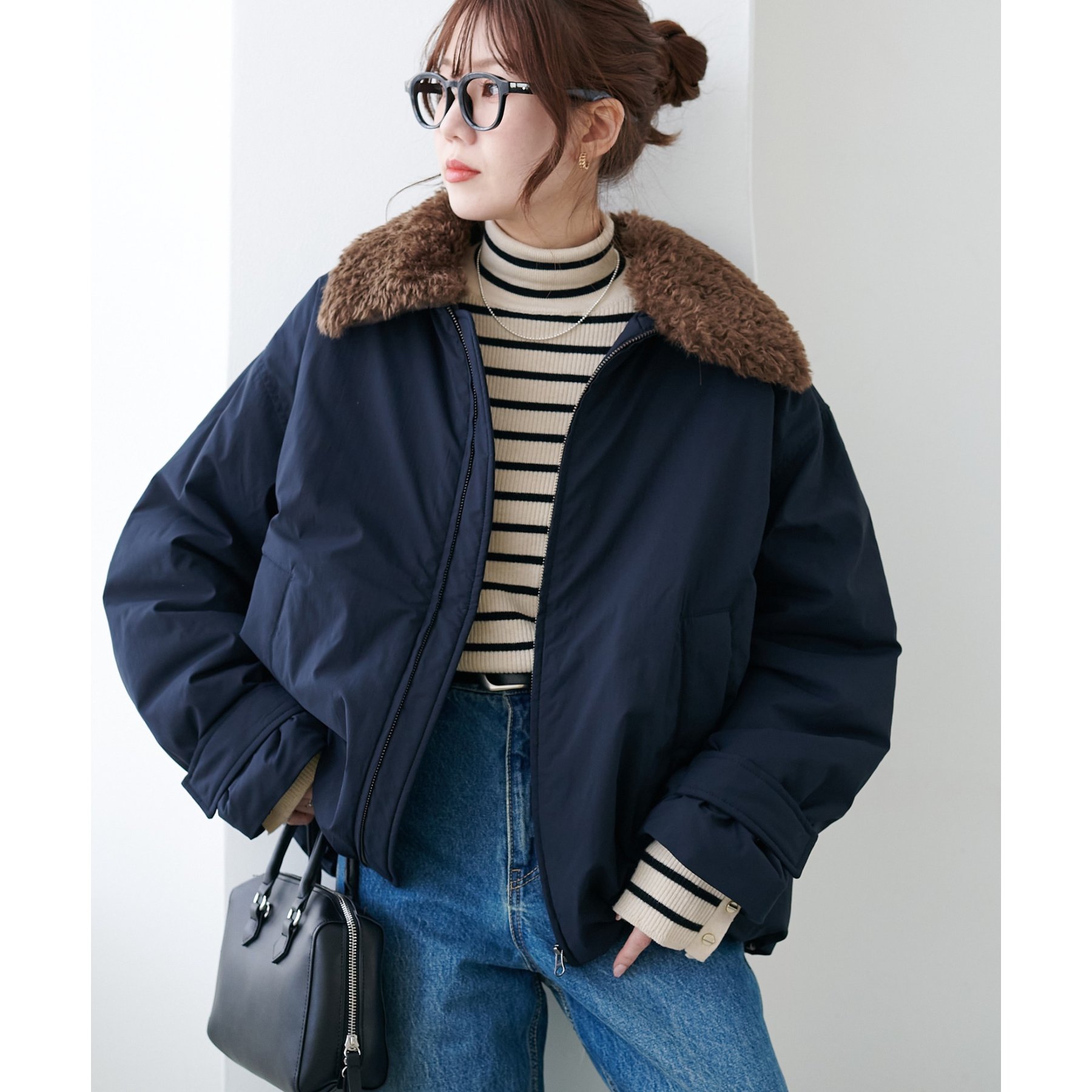 ファー取り外し可能】ファー衿ナイロンブルゾン | ファッション通販