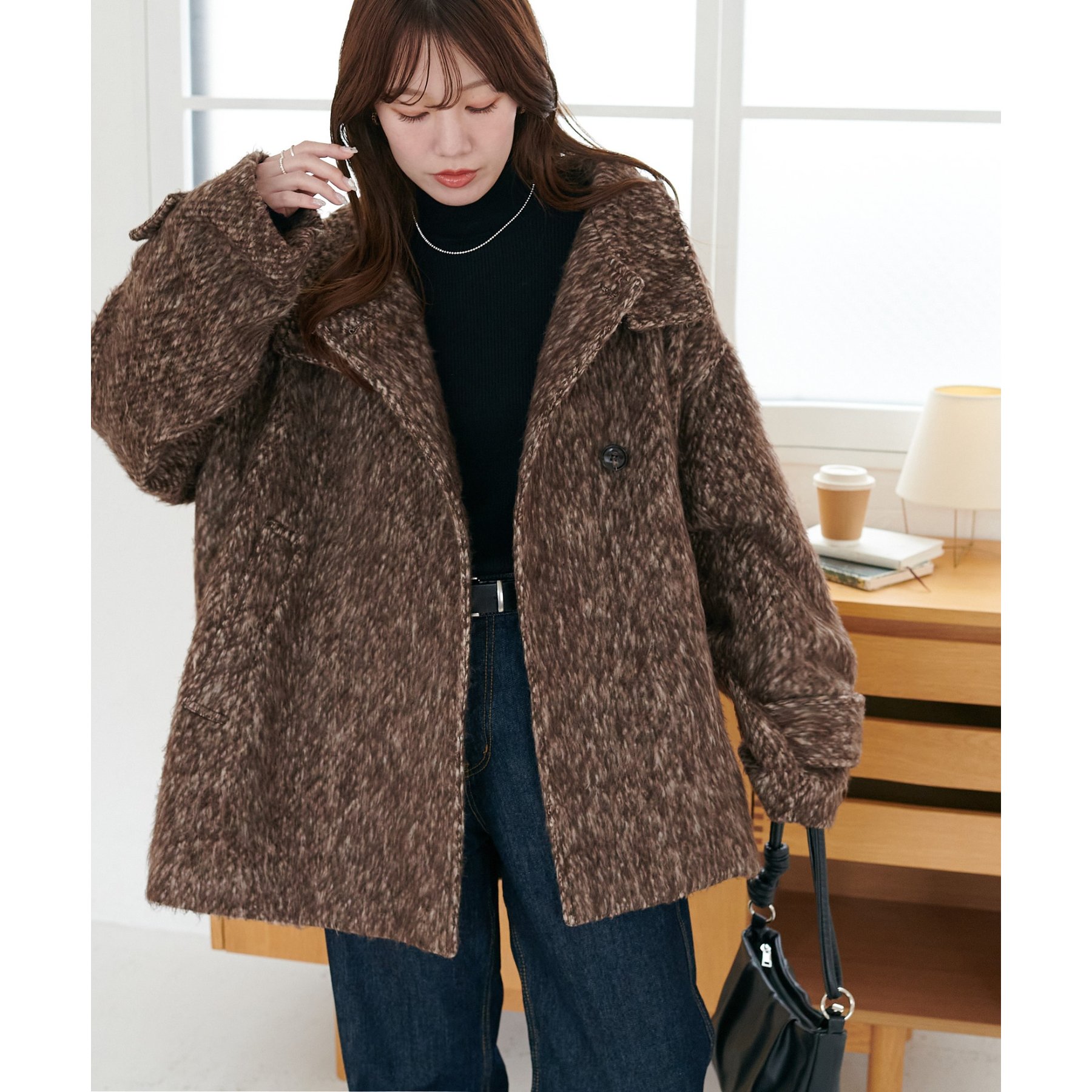 ベーシック&トレンドの両立】メランジシャギースタンドミドルコート