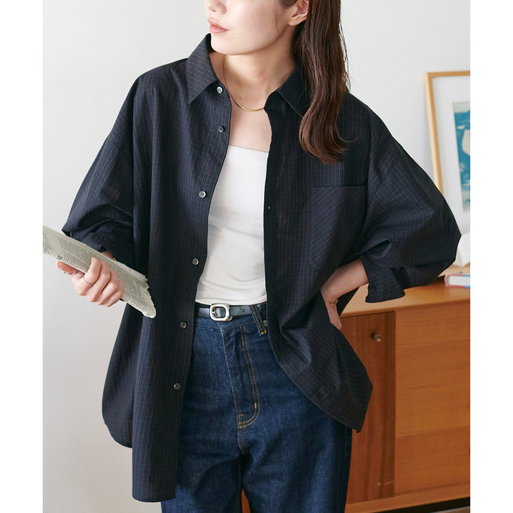 ユニセックス】ミニグラフチェックオーバーシャツ