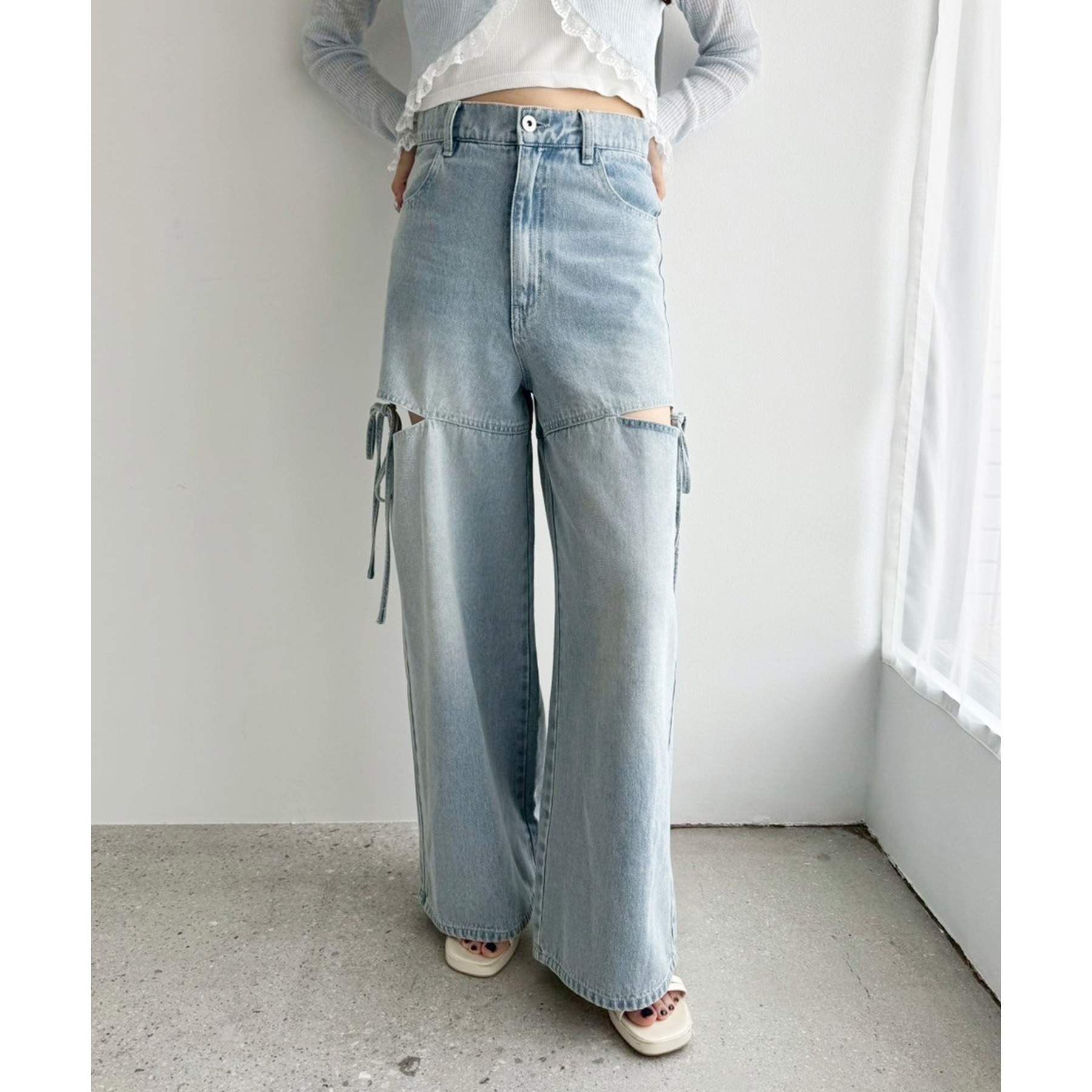 1989年秋冬 リボンシリーズ　パンツ リボンルーズデニムパンツ[品番：AMTW0010953]｜JUNOAH（ジュノア ）の