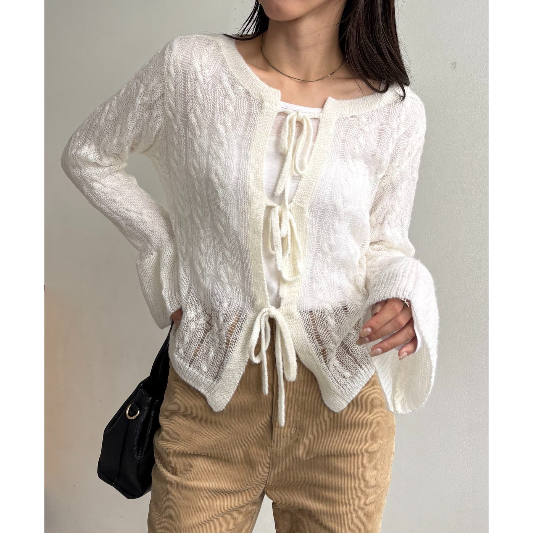 【新品タグ付き】カプリシューレマージュ　テンセルウールホックカーディガン テンセルウールホックカーディガン | CAPRICIEUX LE'MAGE(カプリ