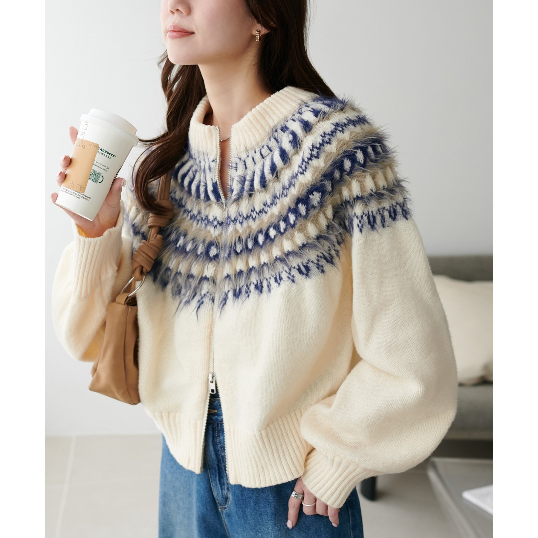 求心柄Wジッププルオーバー