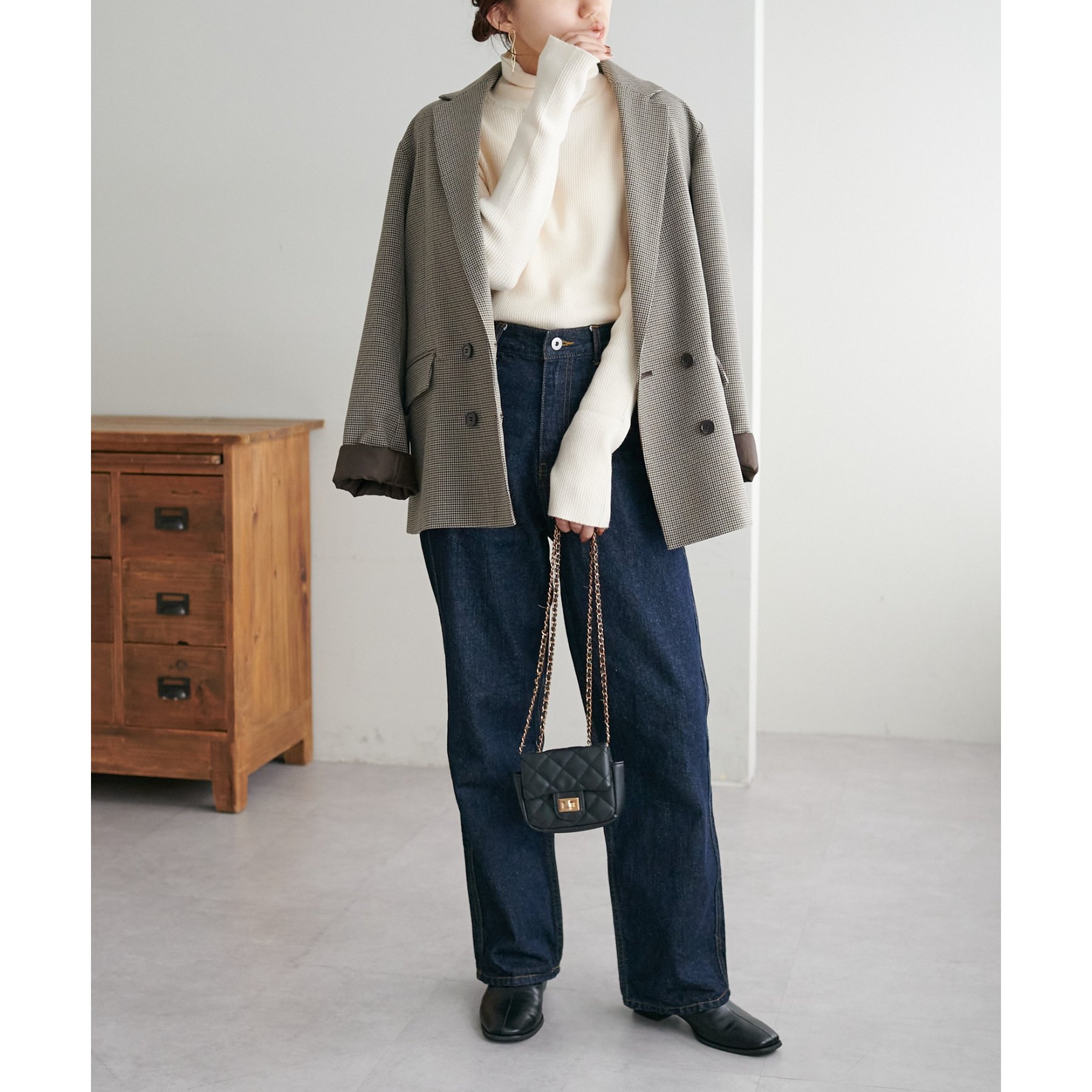 WEB限定】フィンガーホールリブタートルニット | ファッション通販