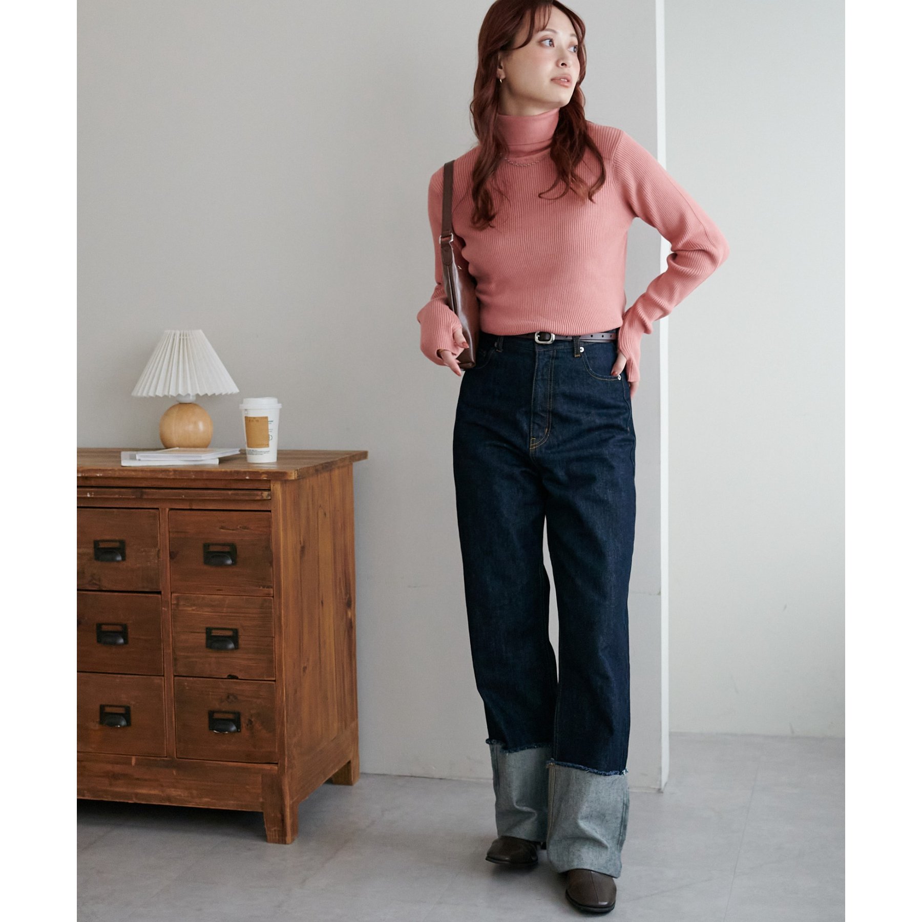 WEB限定】フィンガーホールリブタートルニット | ファッション通販