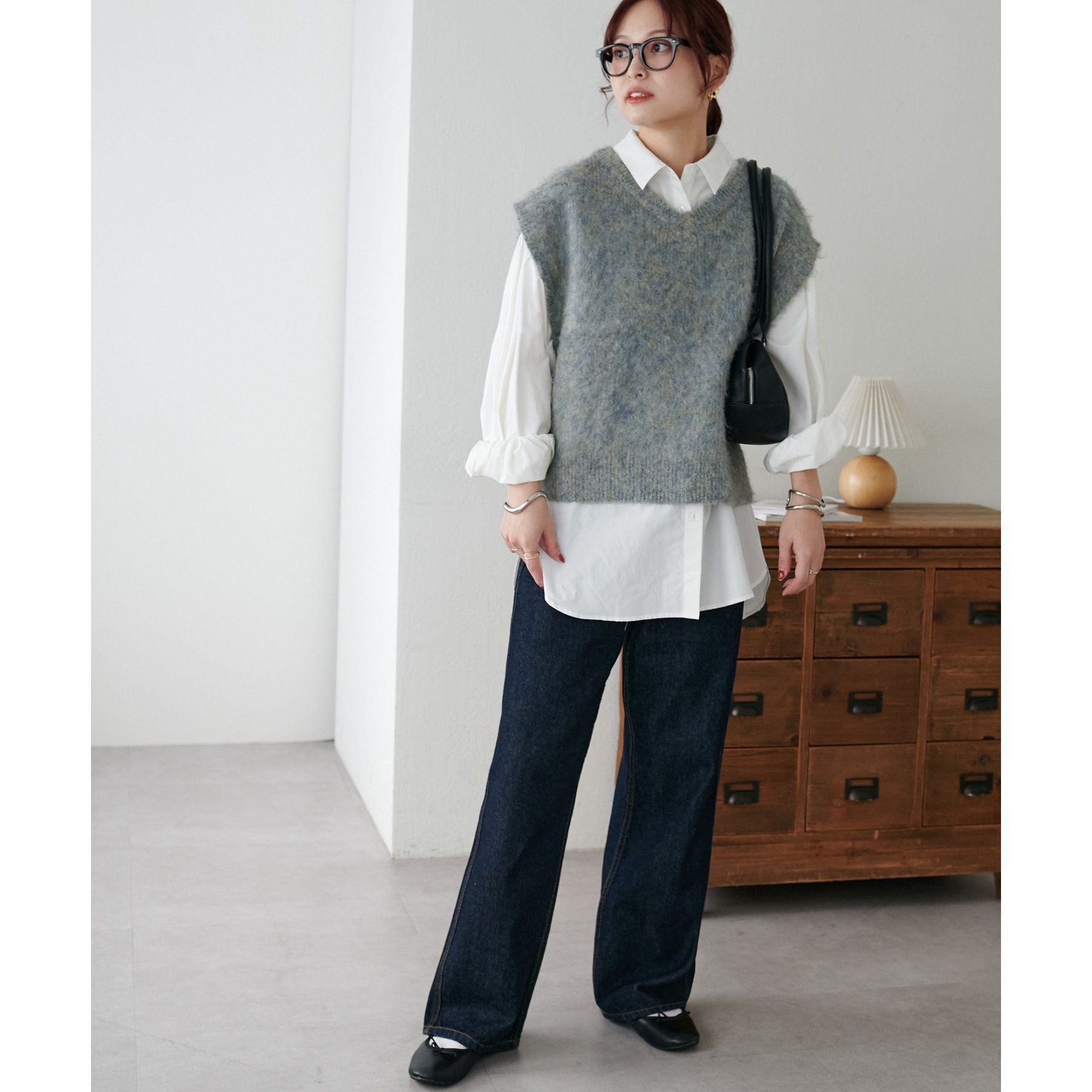 WEB限定】メランジシャギーショートベスト | ファッション通販