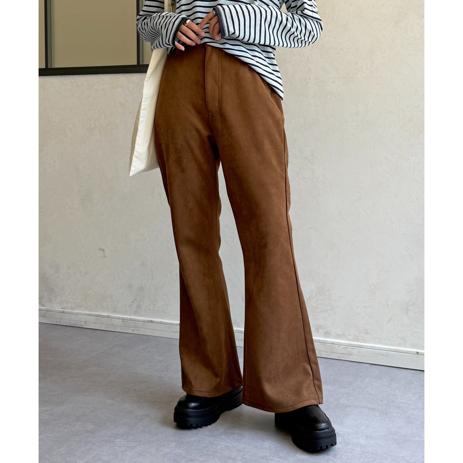 Gucci ブラウン スエード フレアパンツ PIPI監修】フェイクスエード