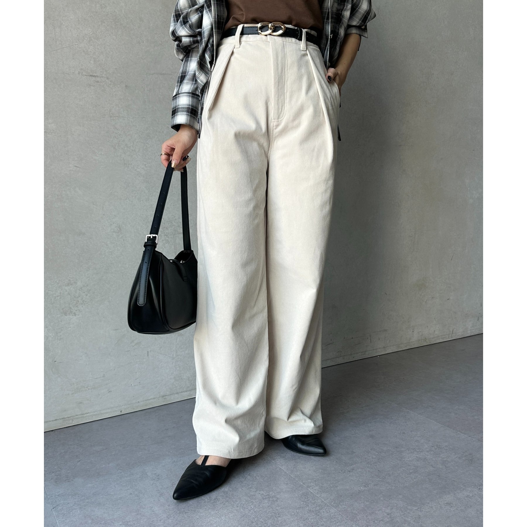 コーデュロイ　ハイウェスト コーデュロイハイウエストタックパンツ | ファッション通販