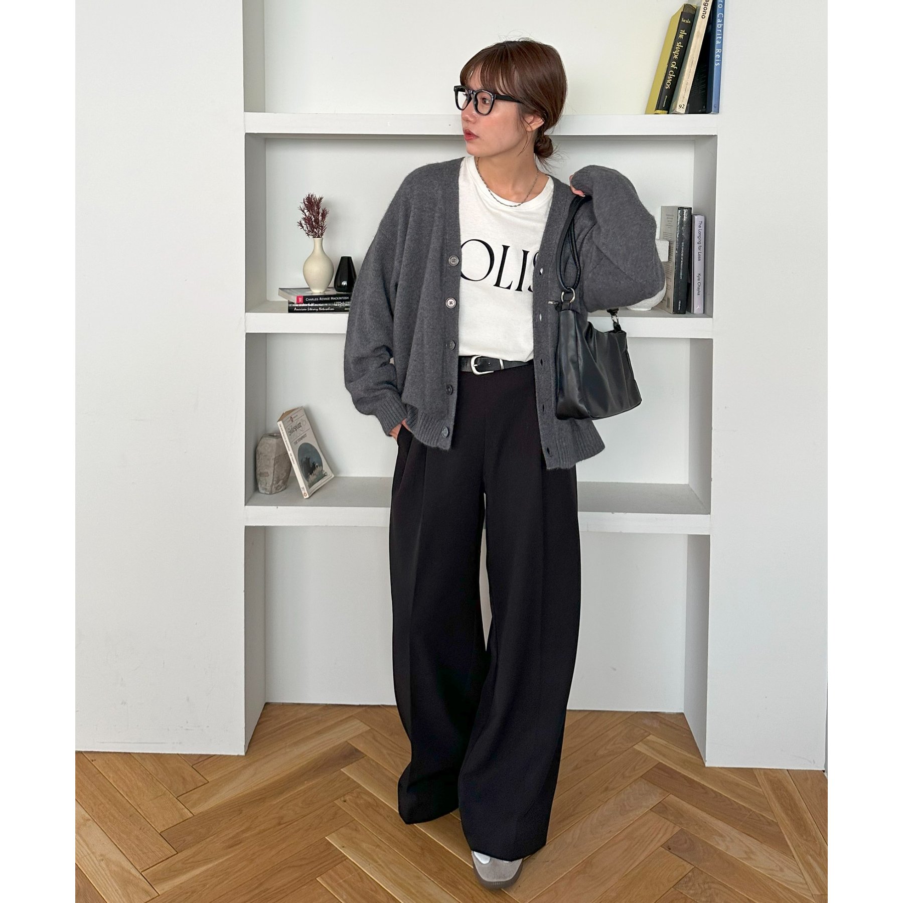 DRIES VAN NOTEN MIXダークグレーカーディガン　ボクシー M DRIES VAN NOTEN MIXダークグレーカーディガン ボクシー M