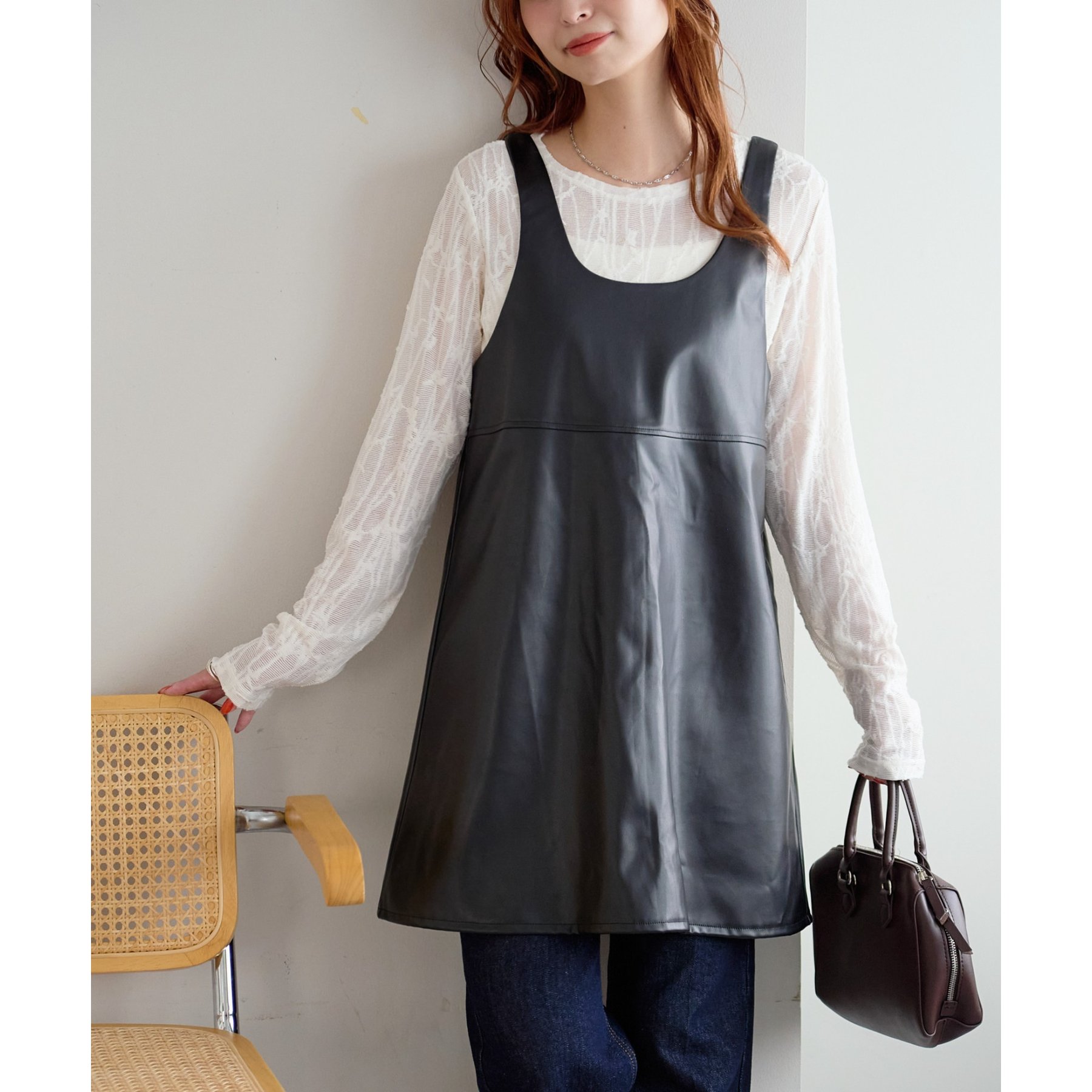 フェイクレザーノースリチュニック | ファッション通販サイト NUGU