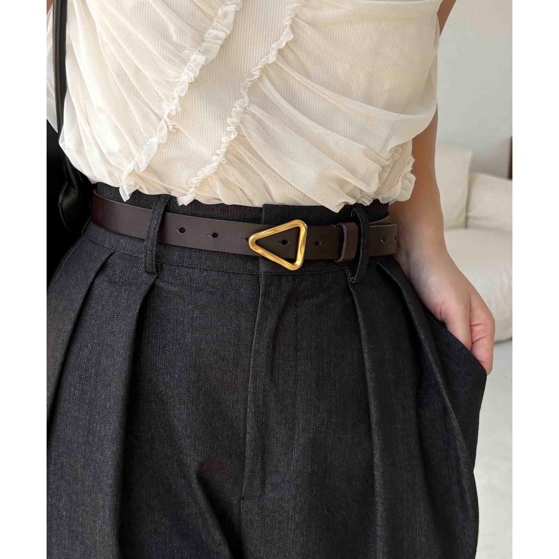 NOLLEY’S トライアングルバックルベルト　完売カラー ノーリーズ NOLLEY'S トライアングルバックルベルト （グレー