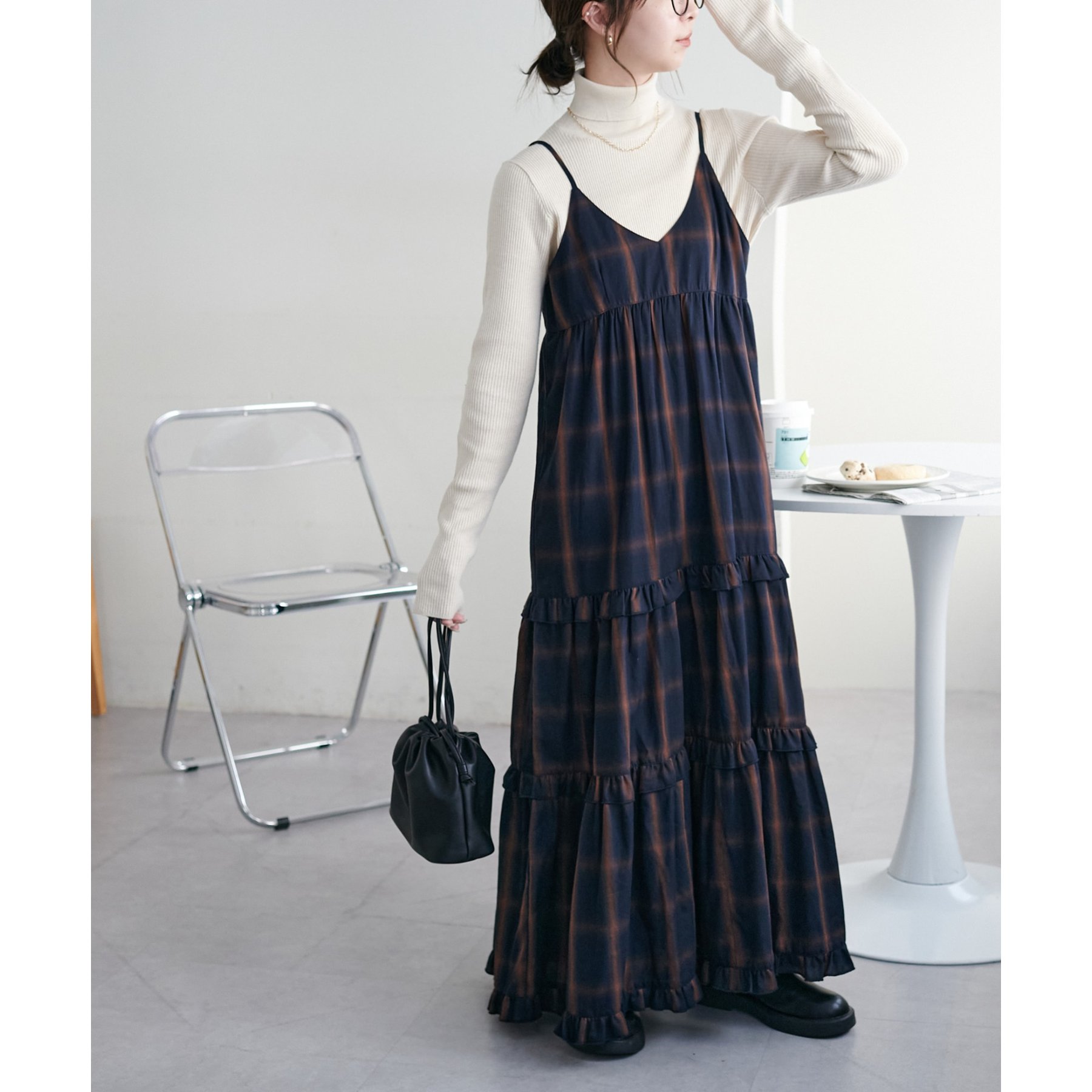 00s 希少 ALGONQUINS コットンチェックティアードキャミワンピ 00s 希少 ALGONQUINS コットンチェックティアードキャミワンピ 00s