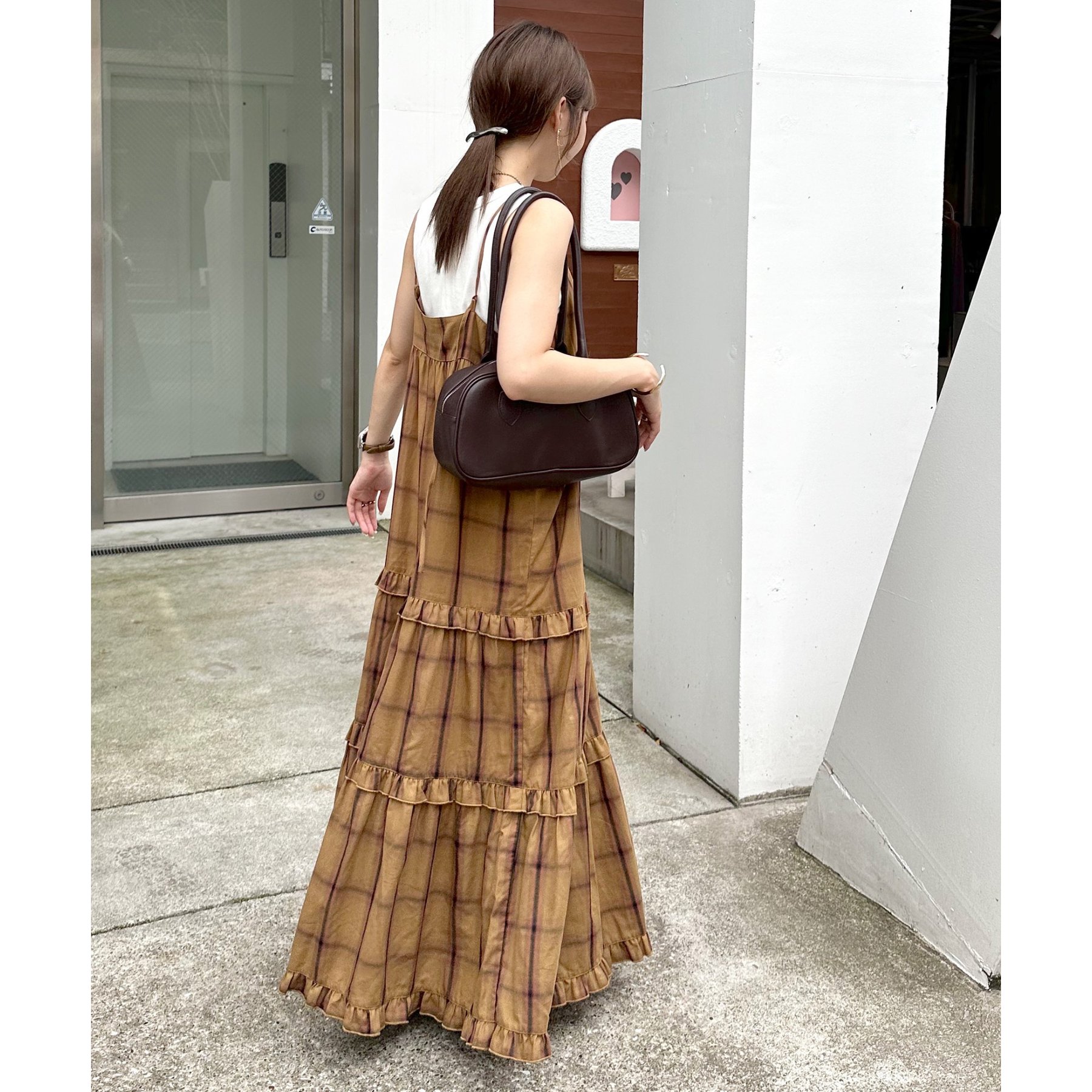 00s 希少 ALGONQUINS コットンチェックティアードキャミワンピ 00s 希少 ALGONQUINS コットンチェックティアードキャミワンピ 00s