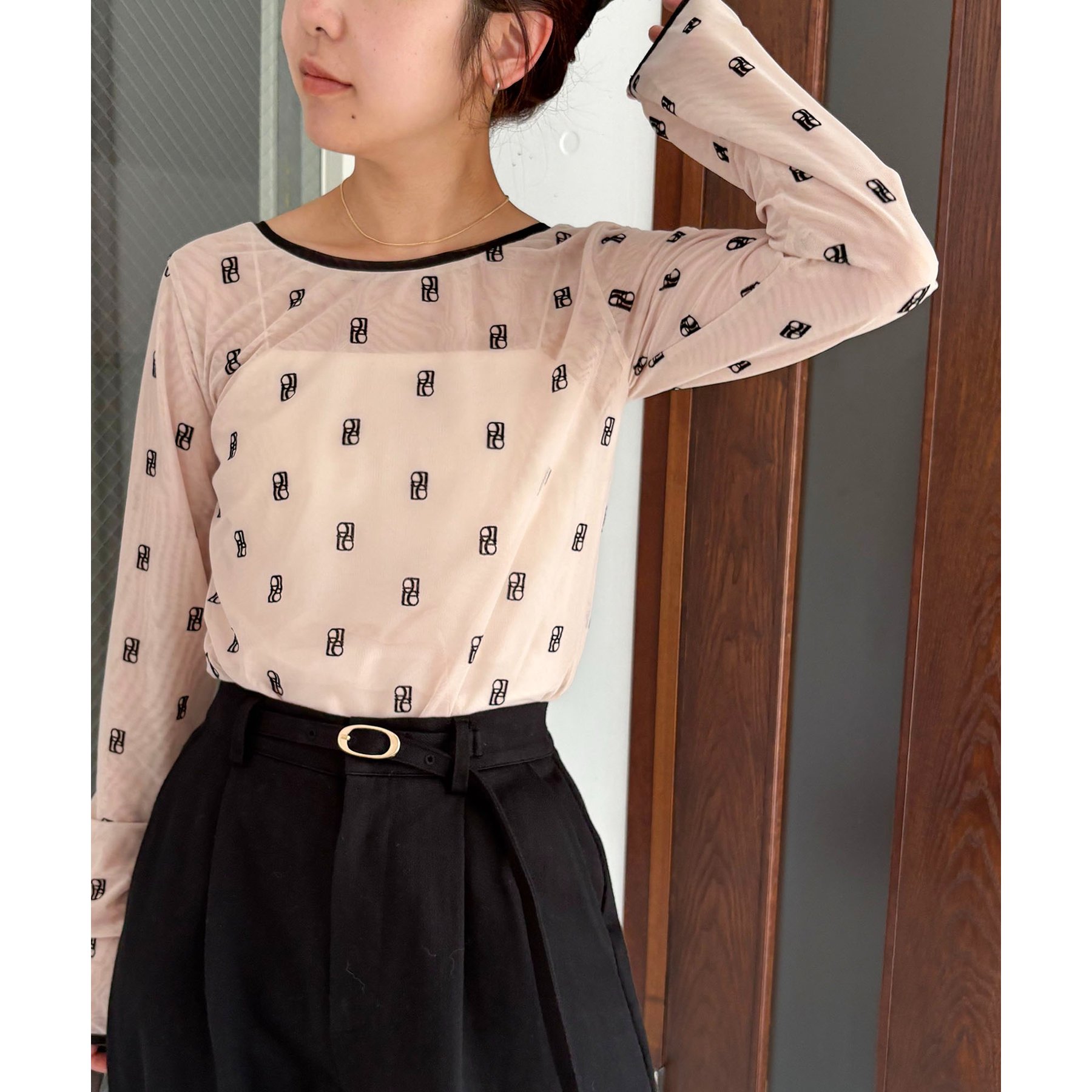 前後2WAY】2WAYモノグラムシアーTシャツ | ファッション通販