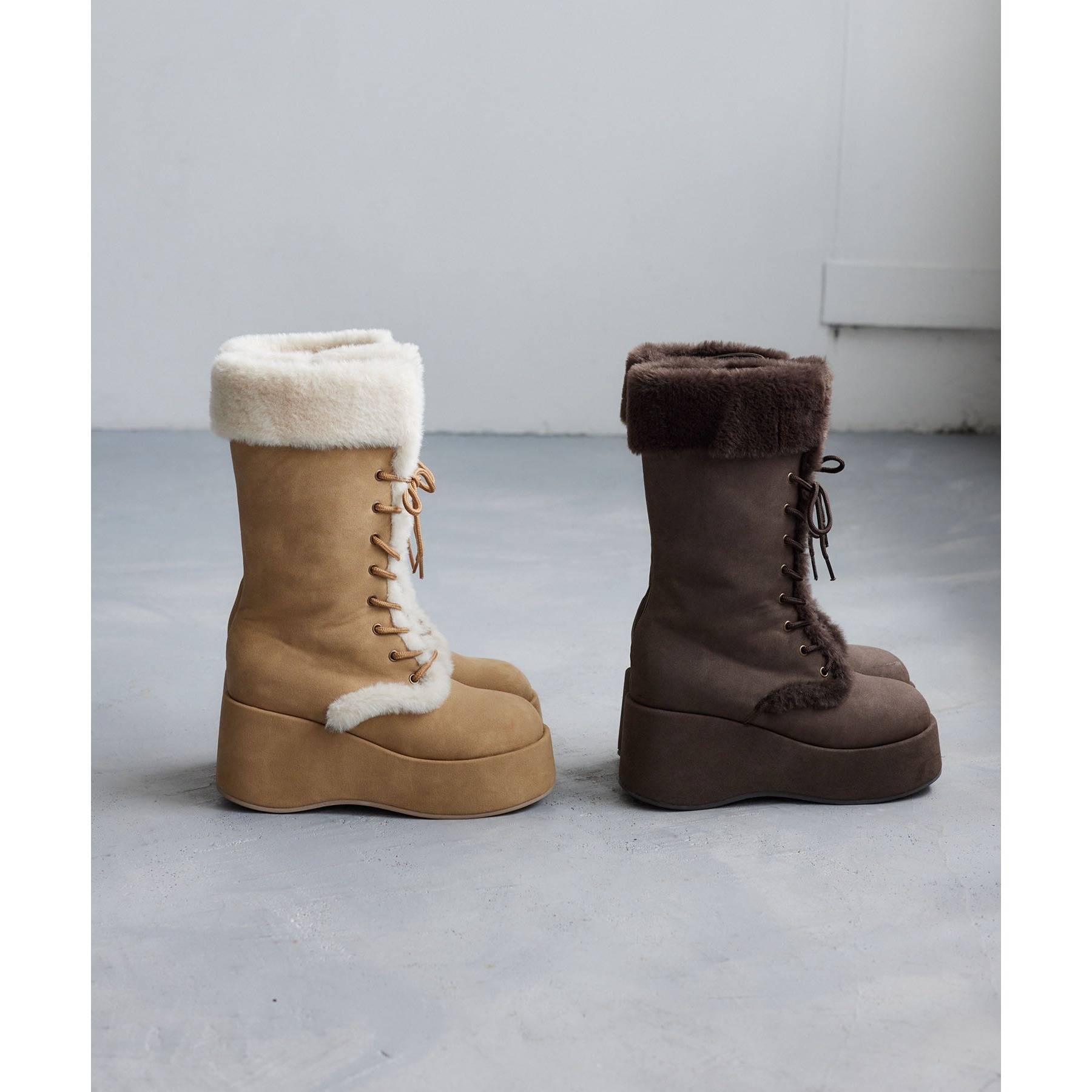 マイナス3キロレースアップムートンブーツ | ファッション通販サイト NUGU