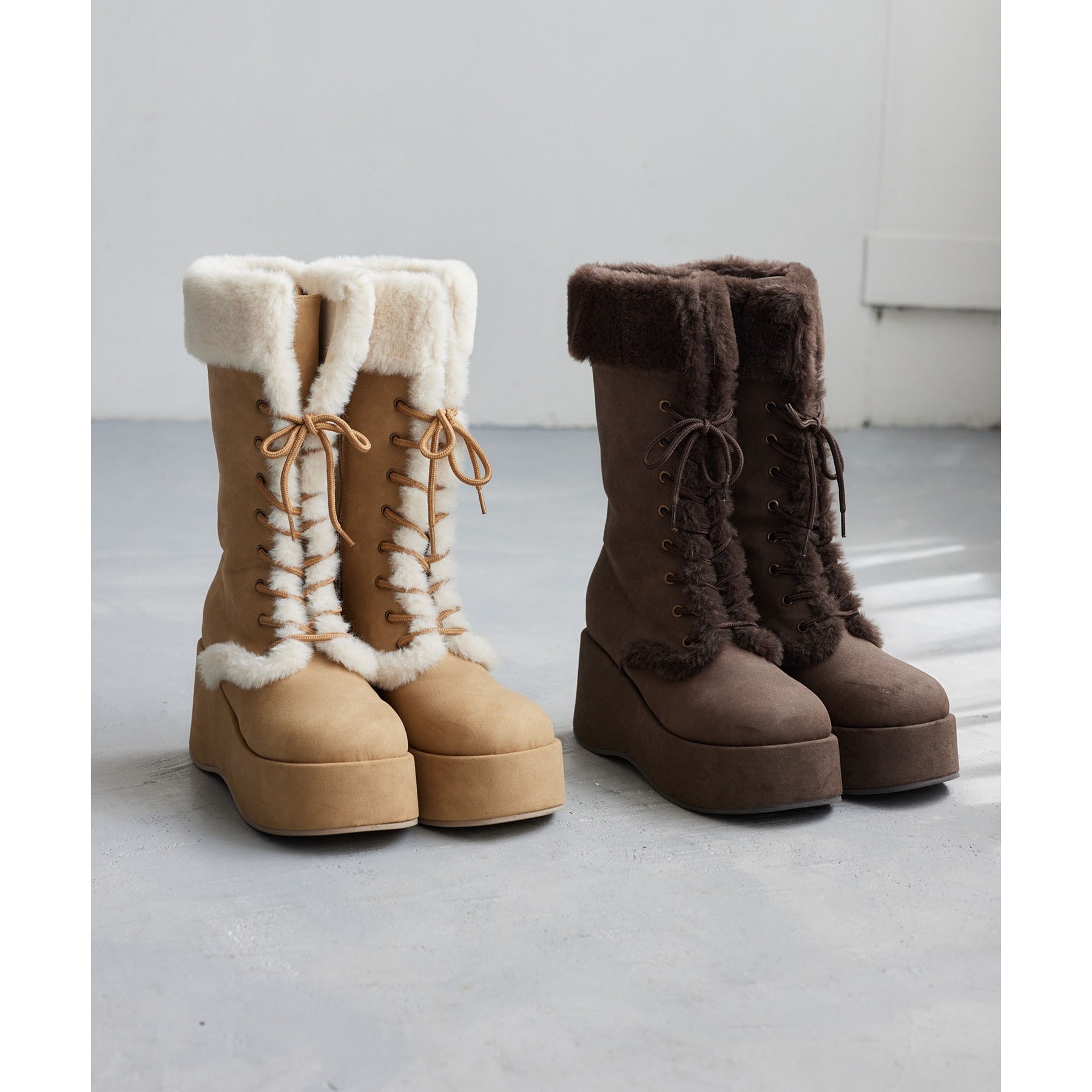 マイナス3キロレースアップムートンブーツ | ファッション通販サイト NUGU