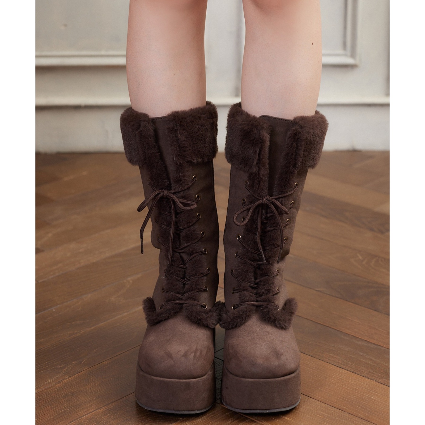 マイナス3キロレースアップムートンブーツ | ファッション通販サイト NUGU