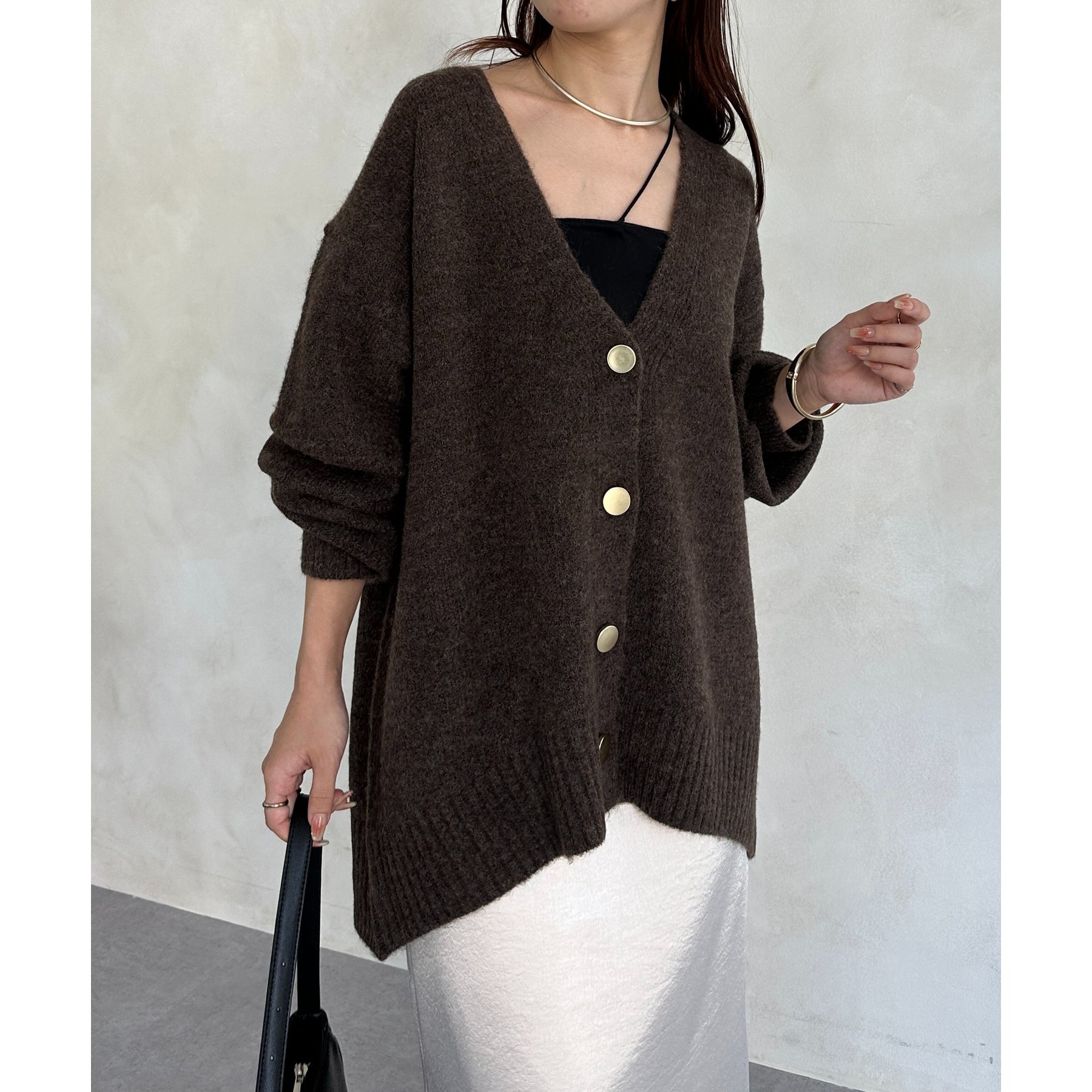 ヤクライクGOLDボタンVネックカーディガン | ファッション通販サイト NUGU