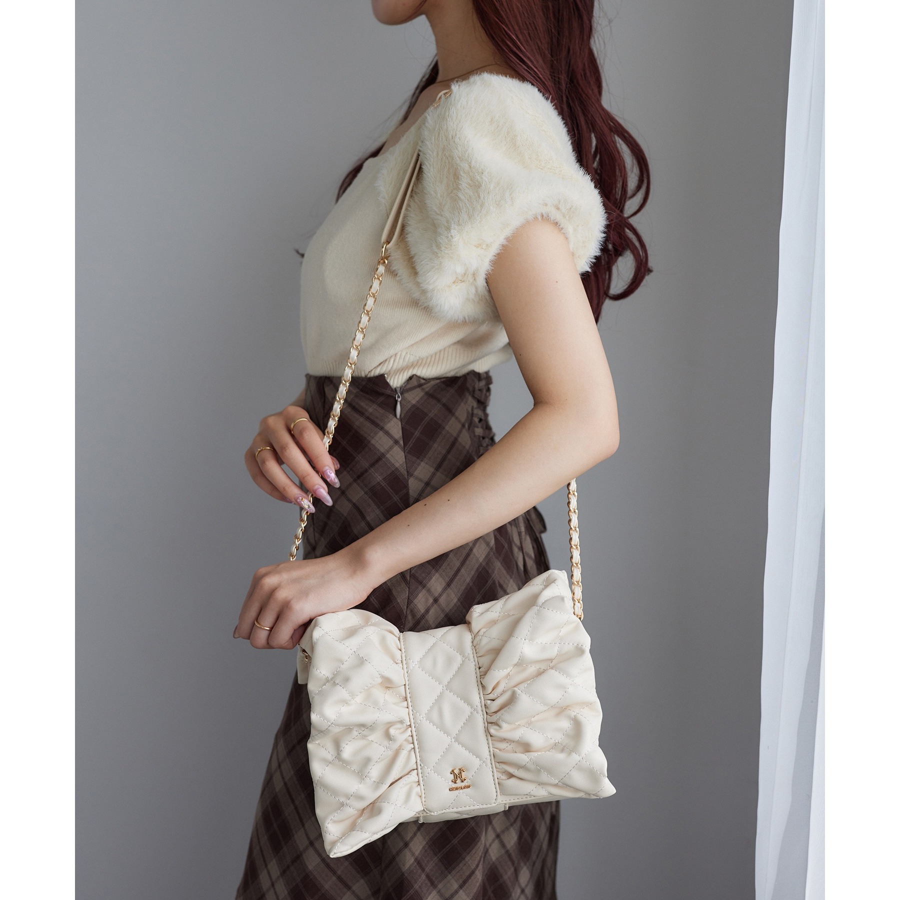 NICE CLAUPリボン付きキルティングショルダーBAG リボンキルティングショルダーバッグ | ファッション通販サイト NUGU