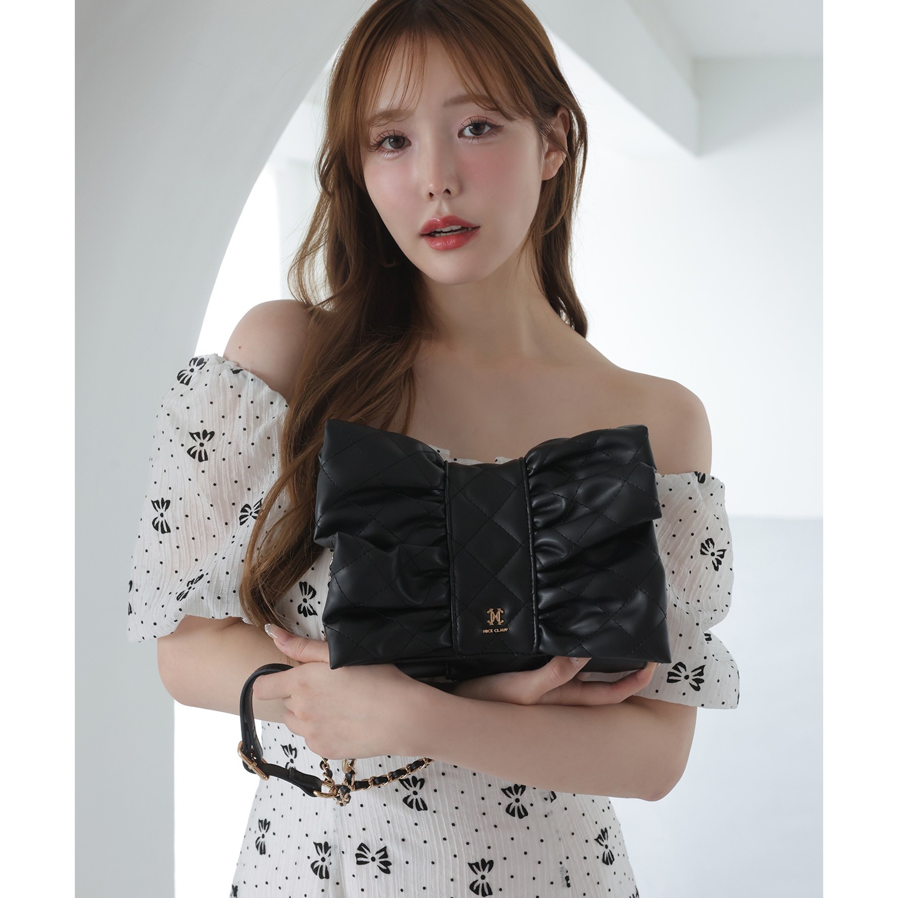 NICE CLAUPリボン付きキルティングショルダーBAG リボンキルティングショルダーバッグ | ファッション通販サイト NUGU