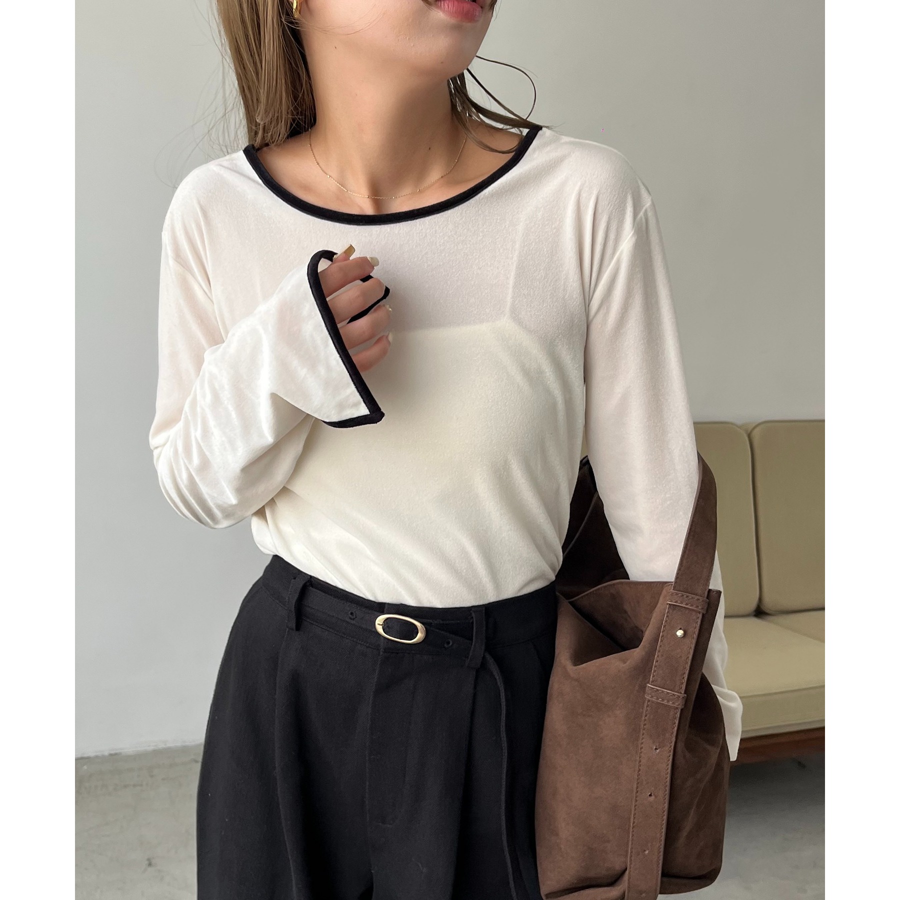 CAPRICIEUX LEMAGE ドロストリブTシャツ ドロストリブTシャツ（Tシャツ/カットソー）｜CAPRICIEUX LE'MAGE