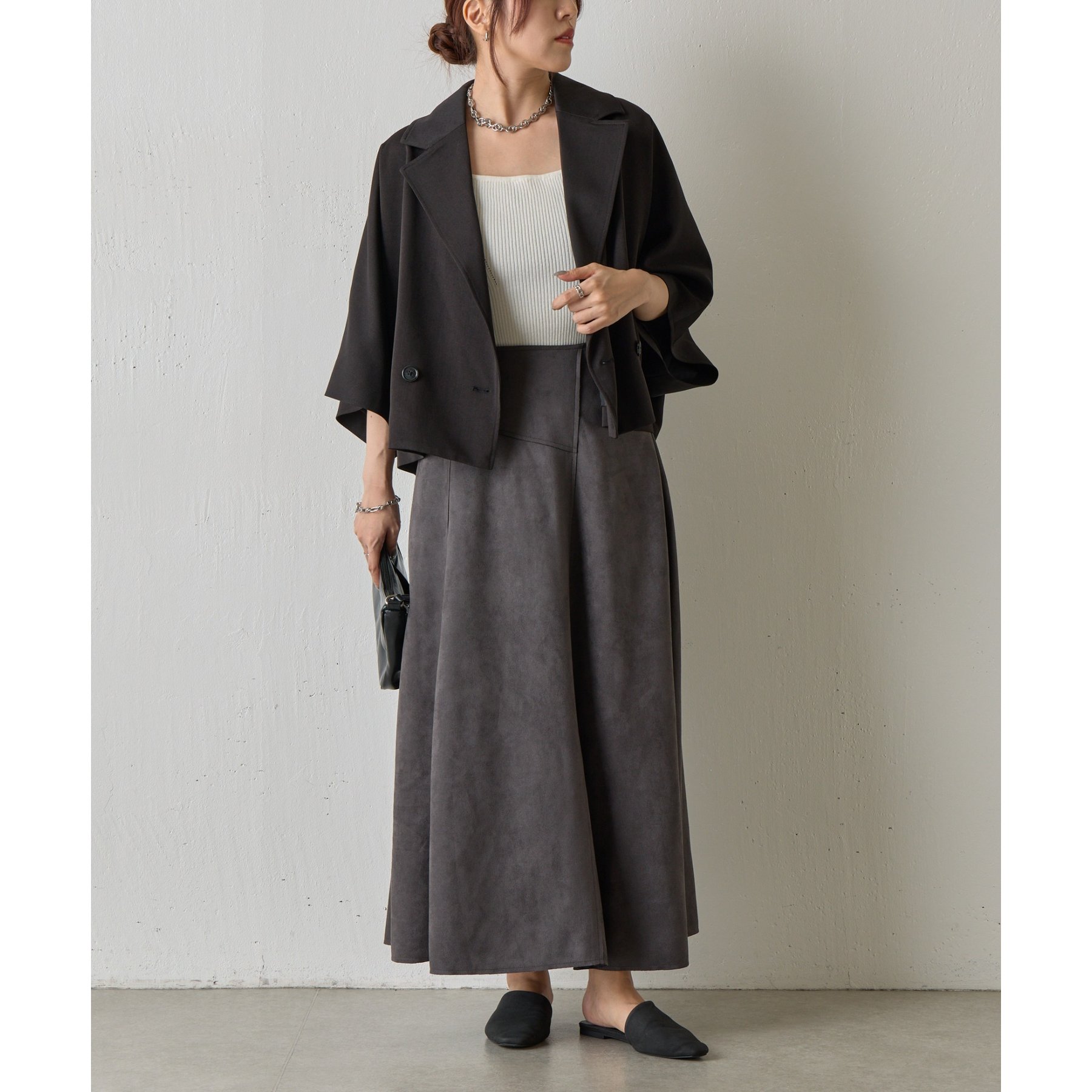 スエードポンチ切替フレアスカート | ファッション通販サイト NUGU