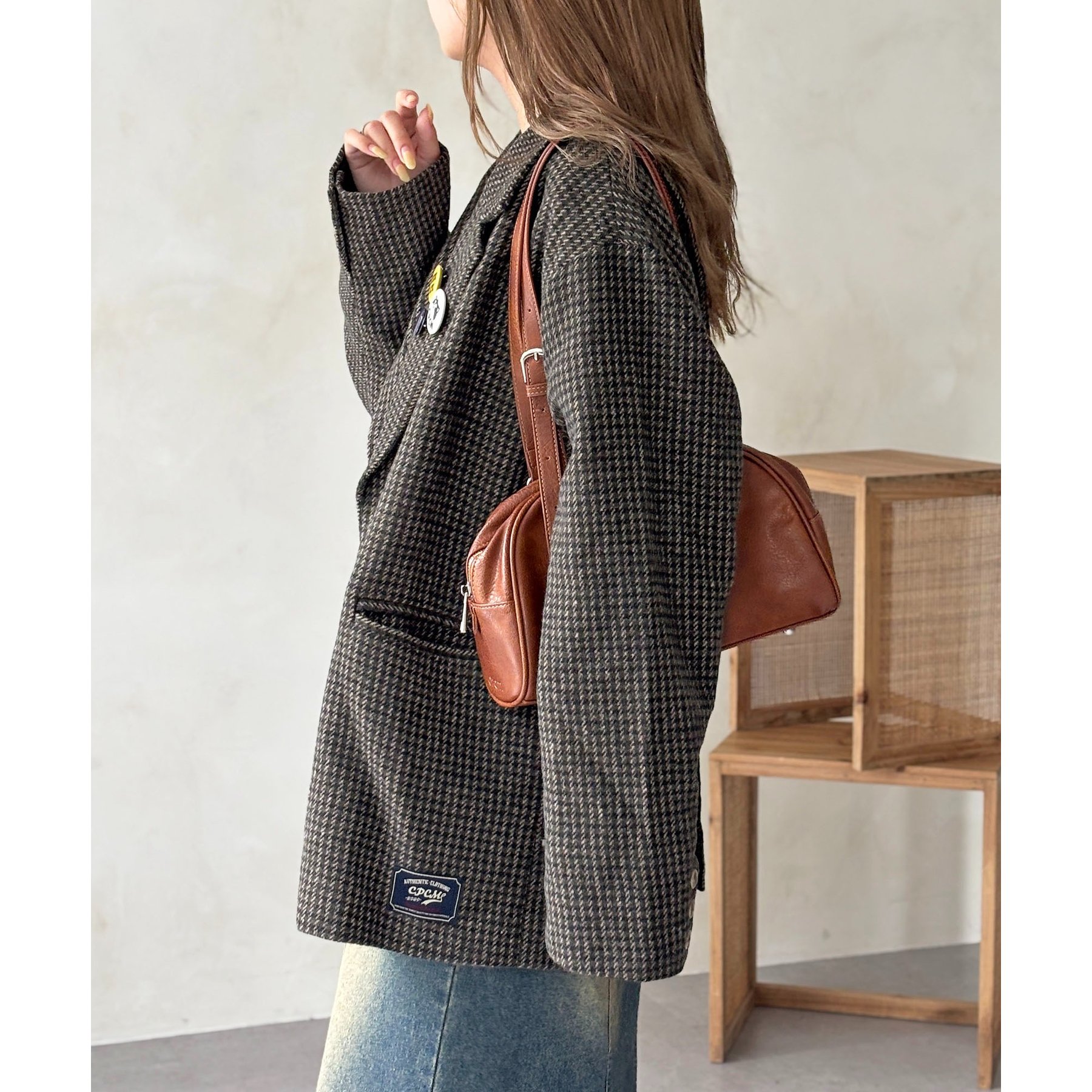 缶バッジ付きツイードテーラードジャケット | ファッション通販サイト NUGU