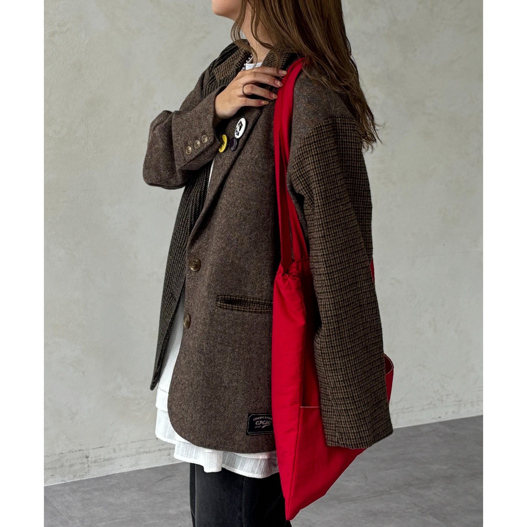 缶バッジ付きツイードテーラードジャケット | ファッション通販