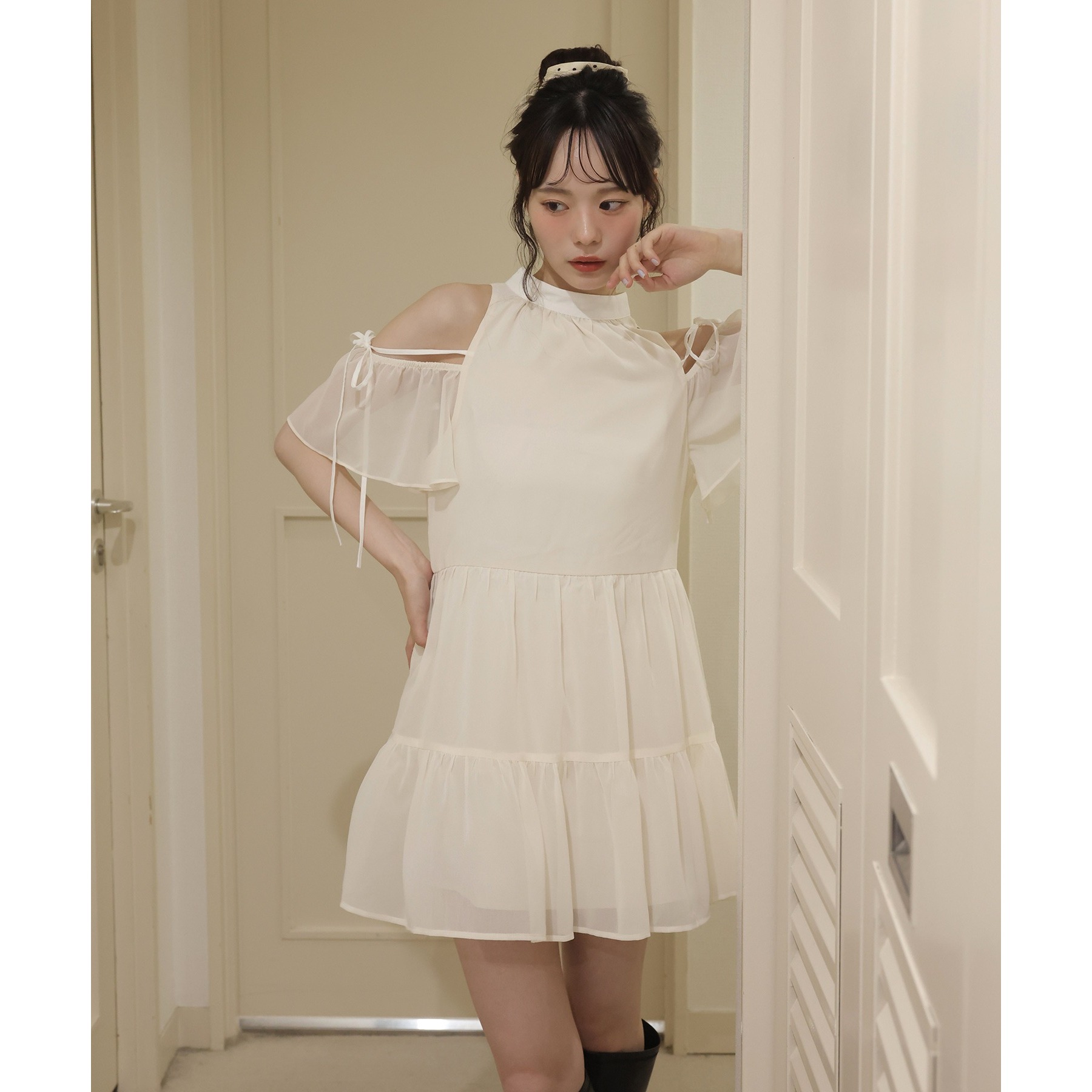 ナイスクラップ NICECLAUP パイピングジャケット ティアードミニスカート ナイスクラップ NICECLAUP パイピングジャケット ティアードミニ