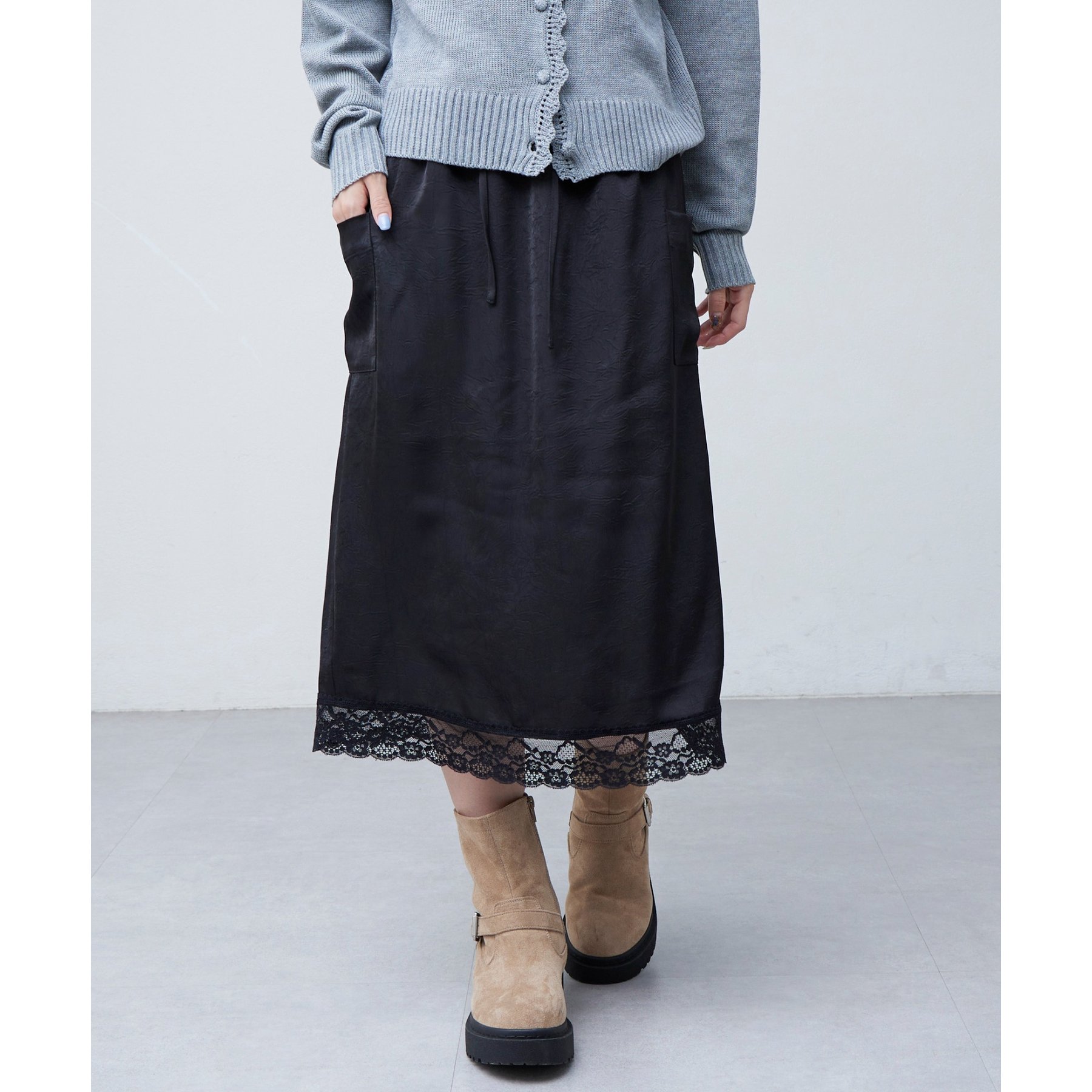 美品 NO CONTROL AIR クラッシュ スウェードサテンスカート 36 20221014_659929.jpg