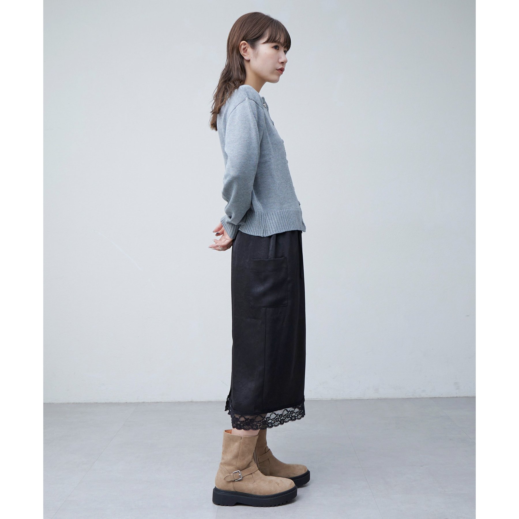 umm.】裾レースクラッシュサテンスカート | ファッション通販サイト NUGU