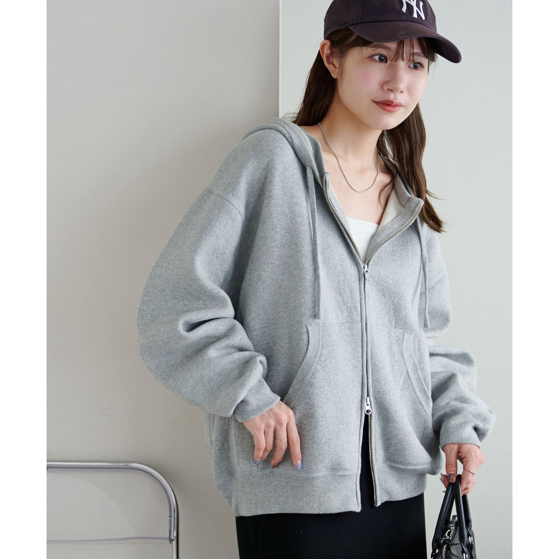 ユニセックス】スウェットライクニットパーカー | ファッション通販