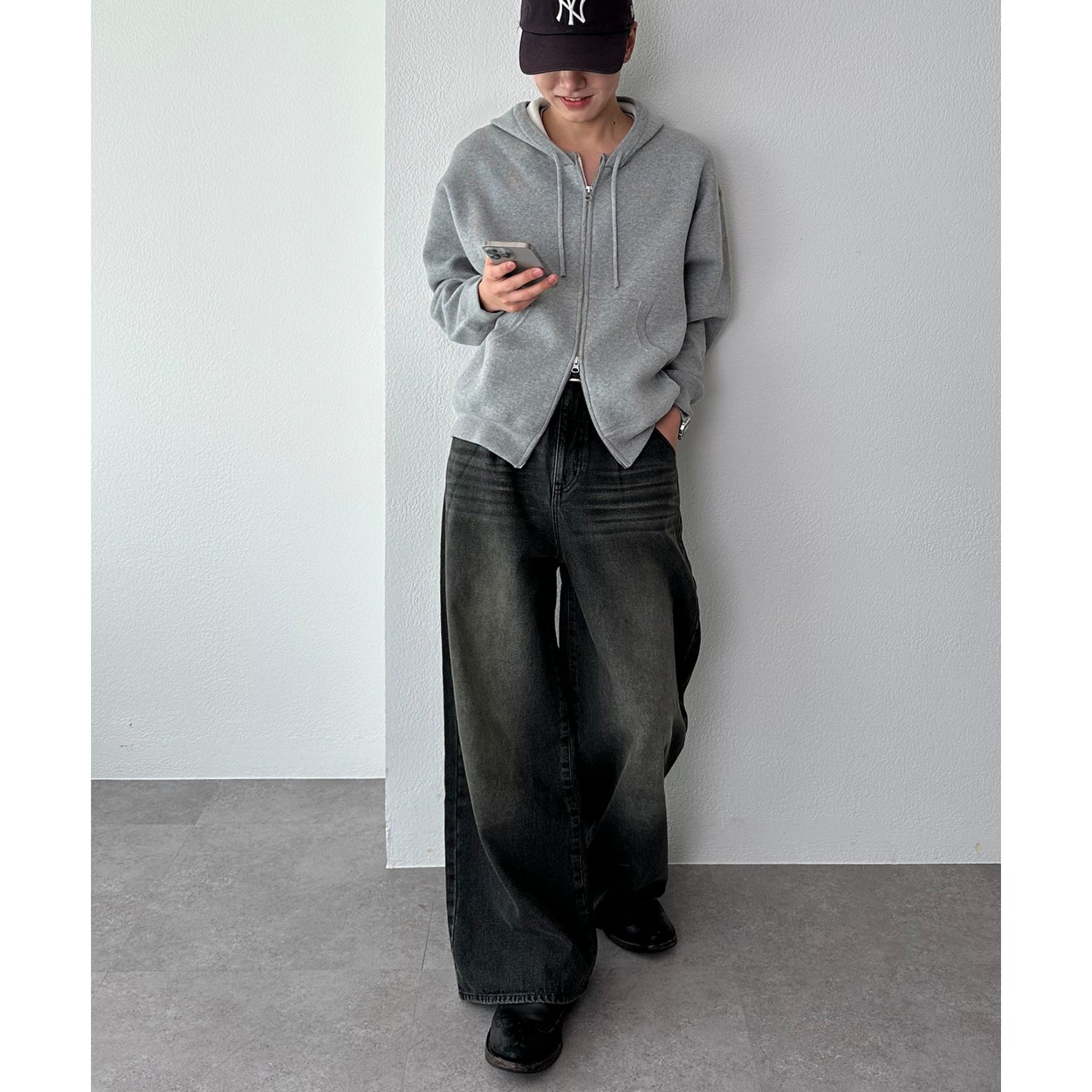 ユニセックス】スウェットライクニットパーカー | ファッション通販