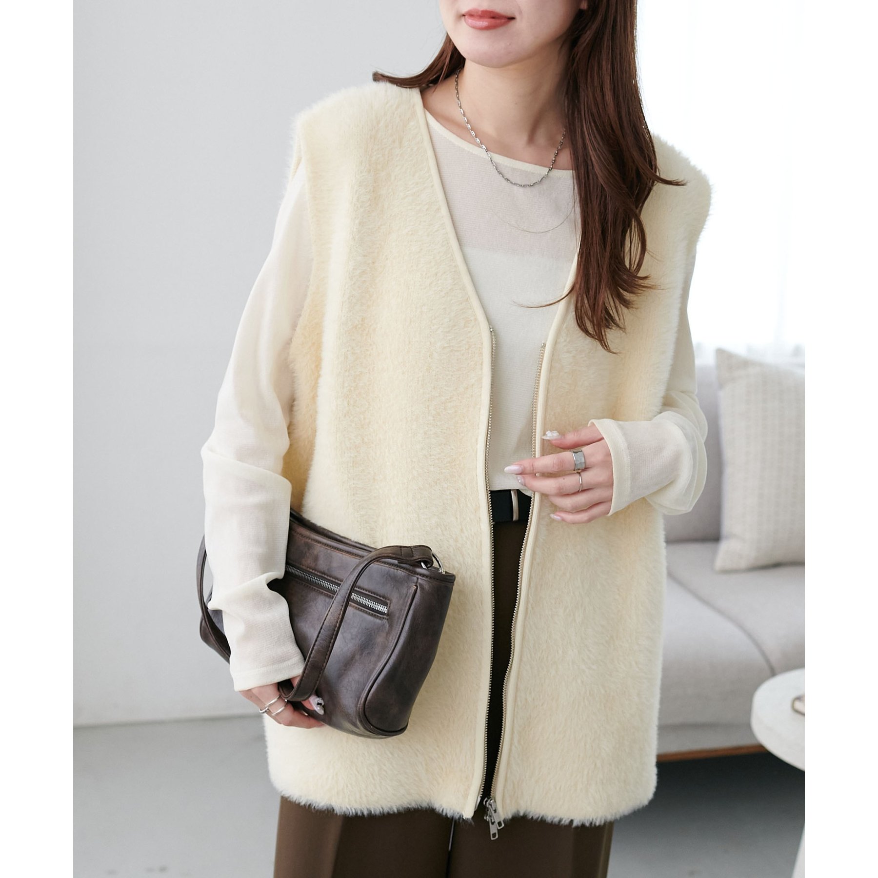 【ユニセックス】ミンクライクファーベスト