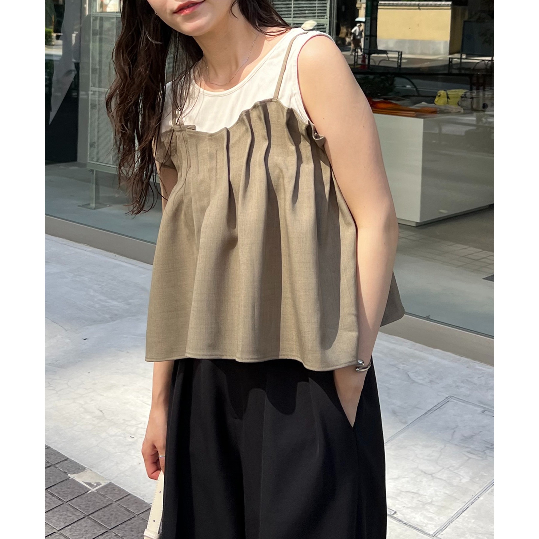 オールシーズン◎】タックフレアキャミ | ファッション通販サイト NUGU
