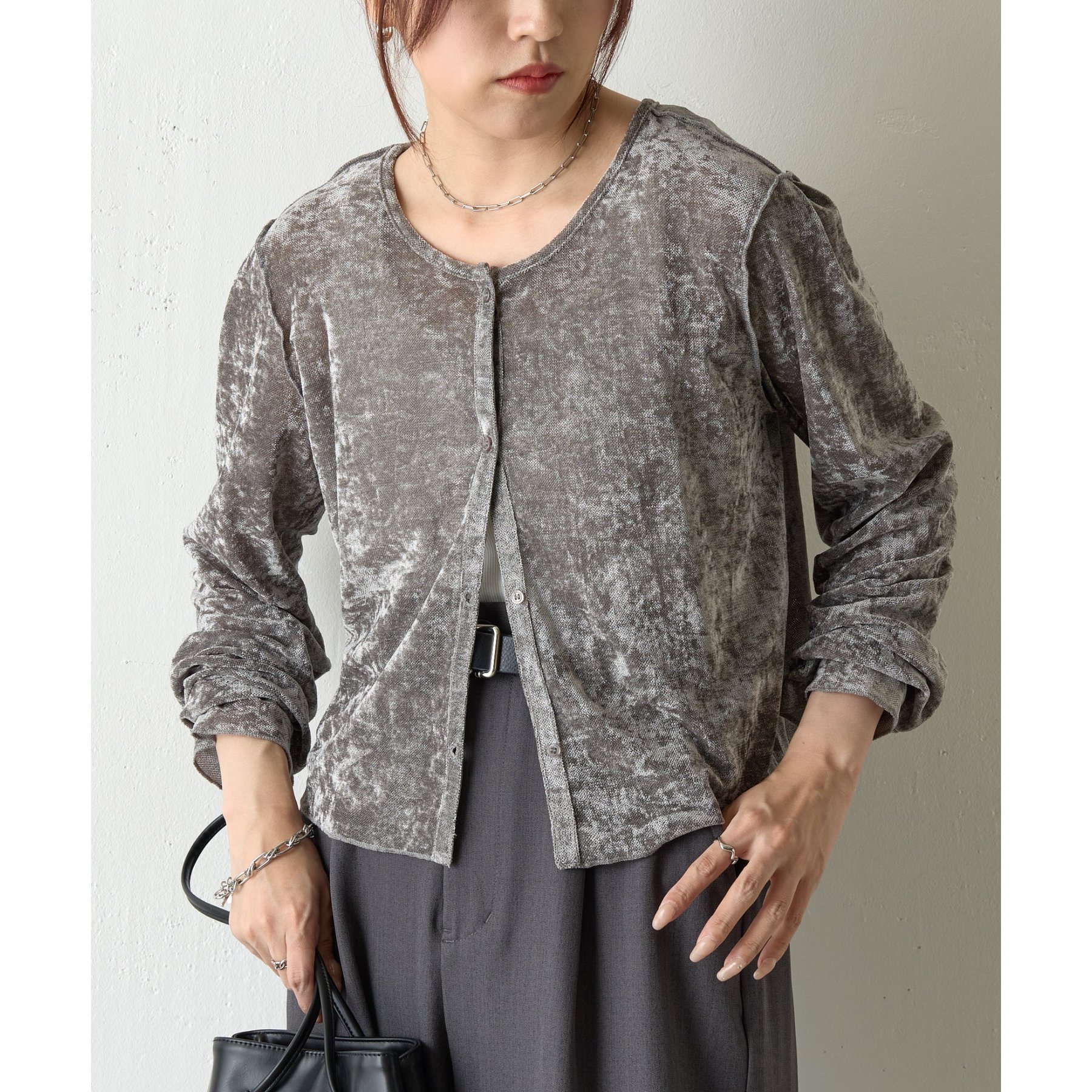 フロッキーメッシュ前後2WAYカーディガン | ファッション通販