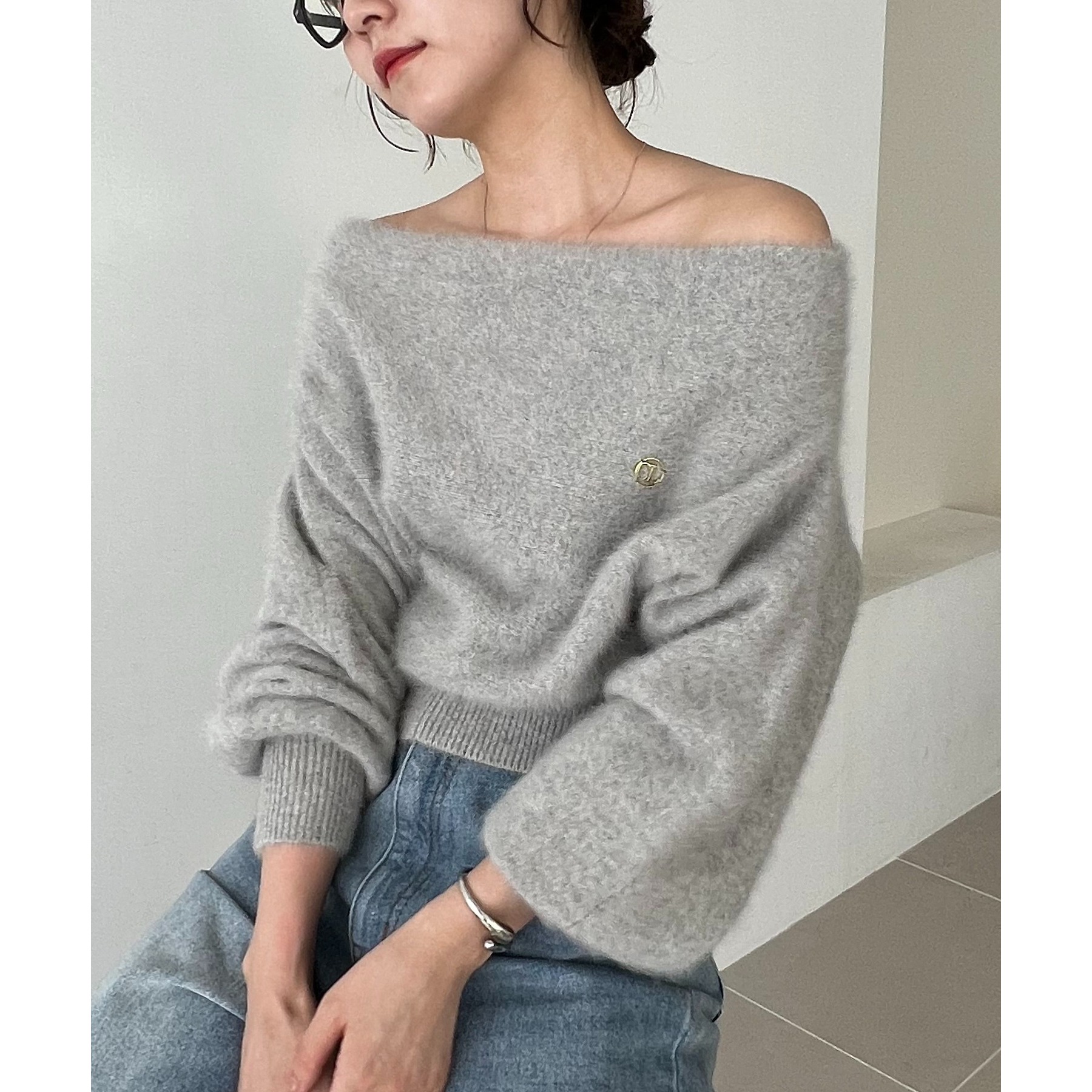 ✨希少✨美品✨CULLNI クルニ 配色ドルマンニット トップス 1 CULLNIクルニ 半袖 ドルマンニットセーター カットソー サイズ1