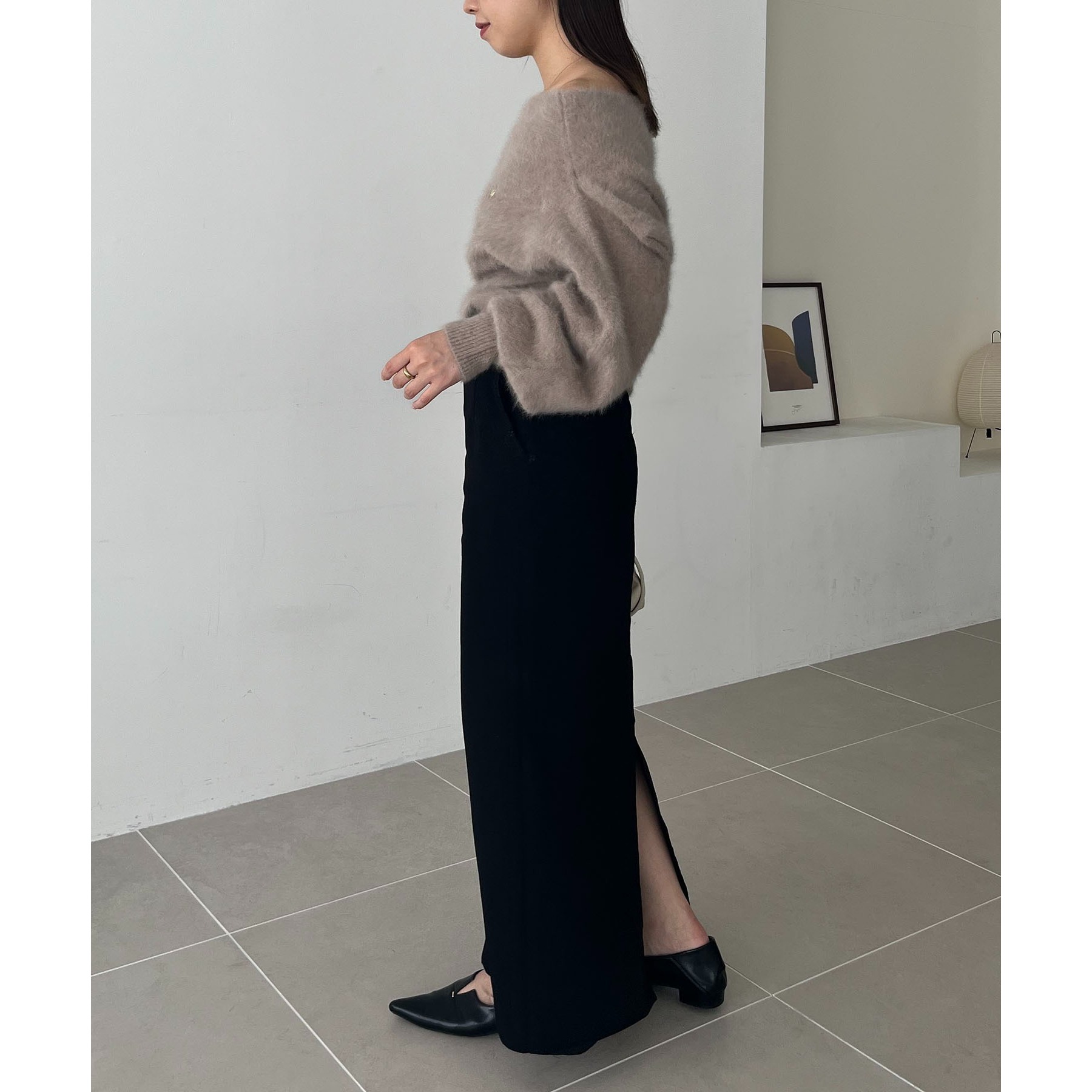 【上質な着心地/全骨格細見え】<C.L> FOXカシミアドルマンニット ブラック 上質な着心地/全骨格細見え】〈C.L〉FOXカシミアドルマンニット