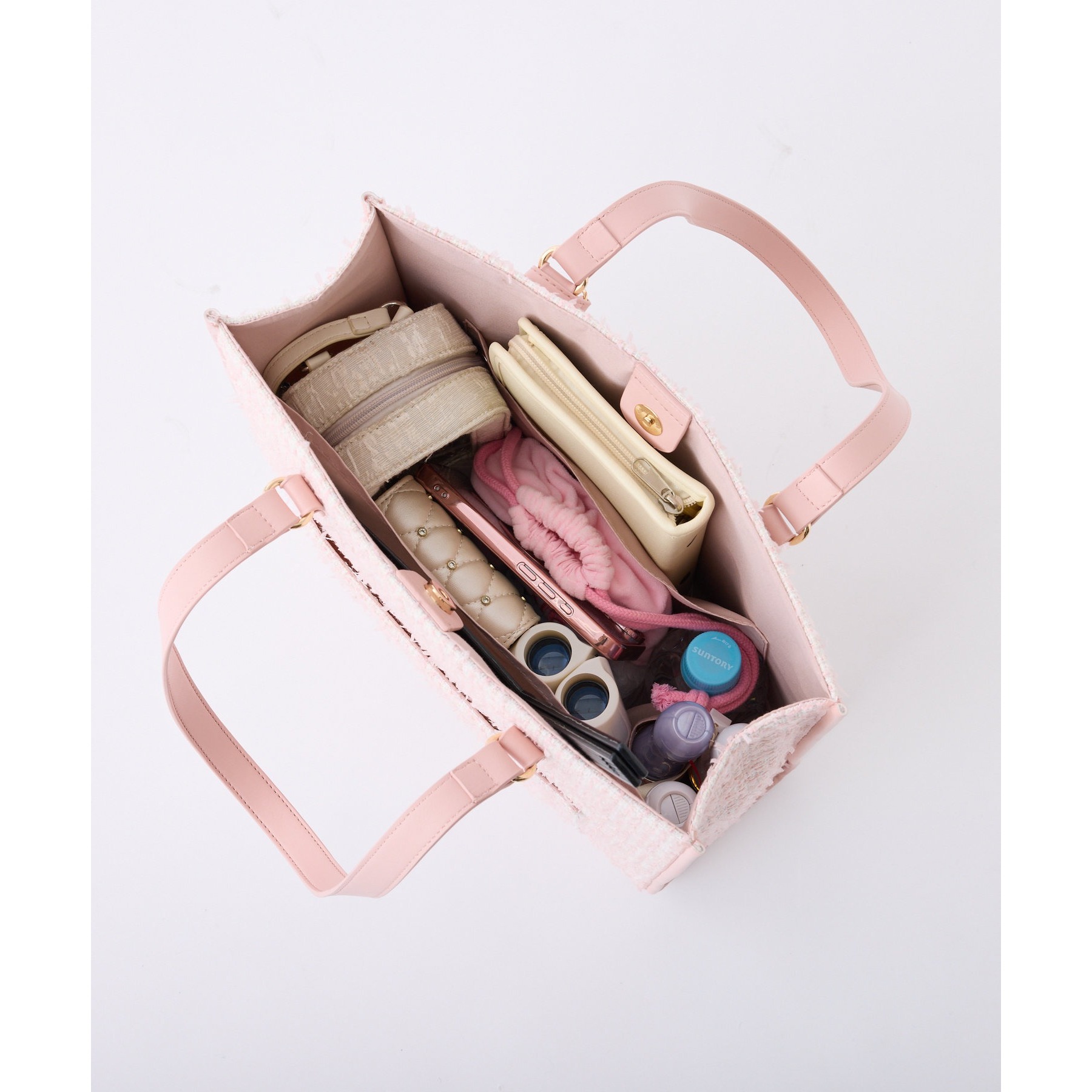 LouLoumei】／ハートチャーム付きトートバッグ／自立可能