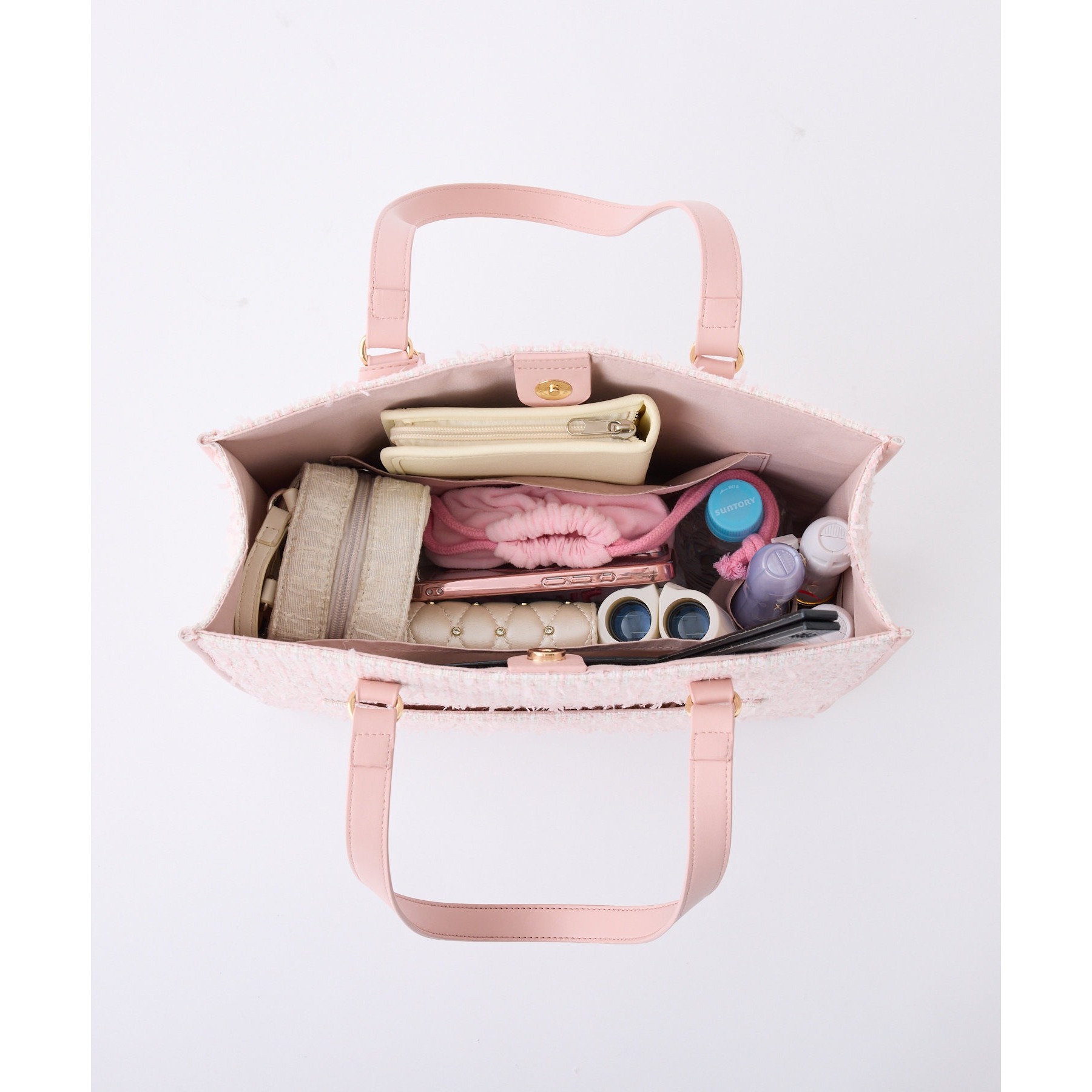 LouLoumei】／ハートチャーム付きトートバッグ／自立可能