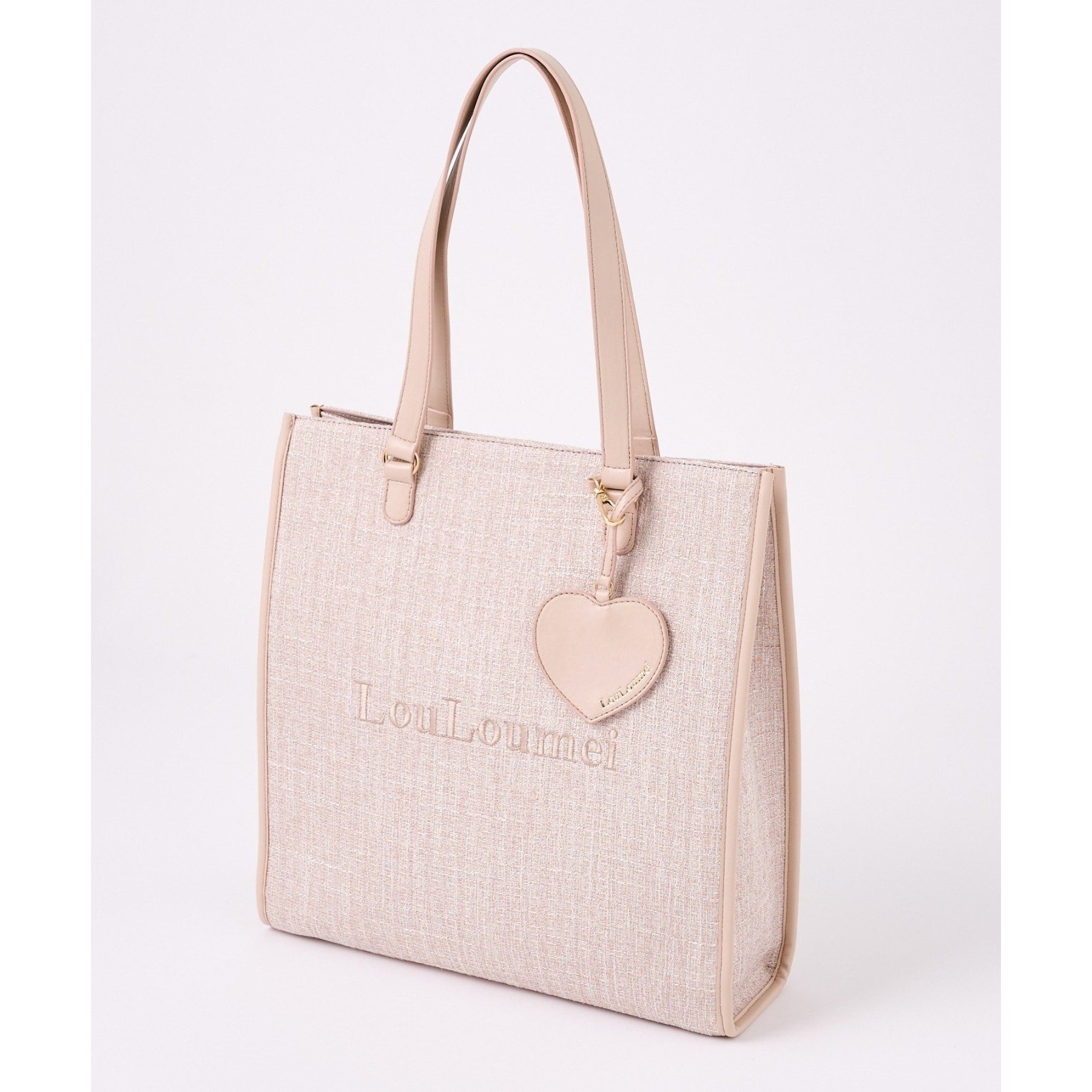 LouLoumei】／ハートチャーム付きトートバッグ／自立可能