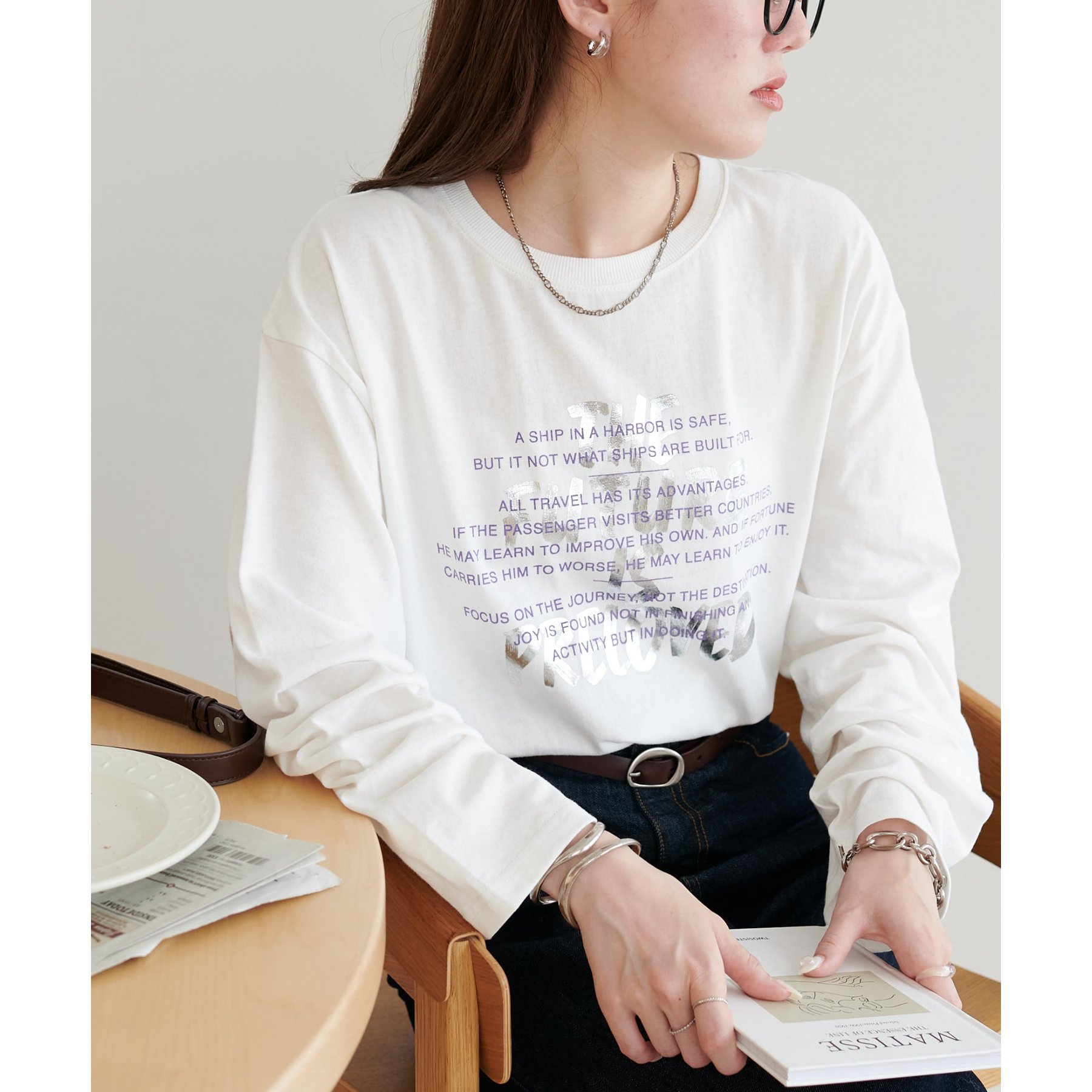 ビーズ刺繍・ロンＴ POWER TO THE PEOPLE | 袖刺繍ロンT - NOISEANDKISSES